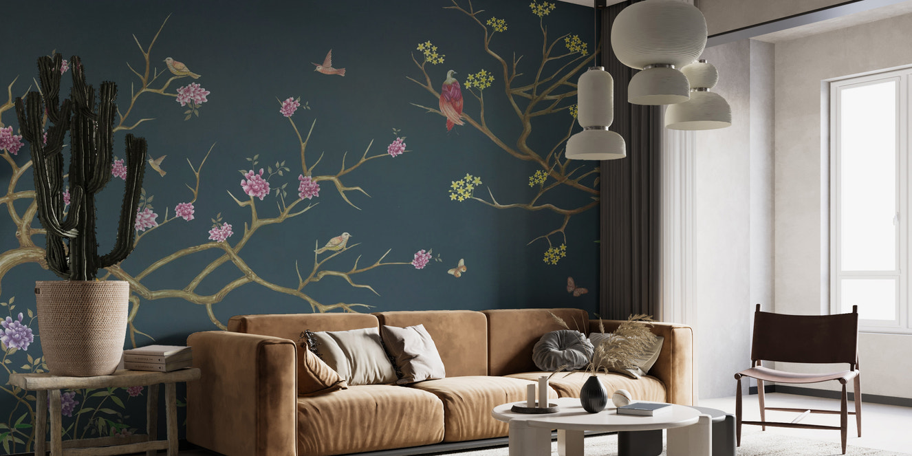 Flower Pattern Chinoiserie Wallpaper