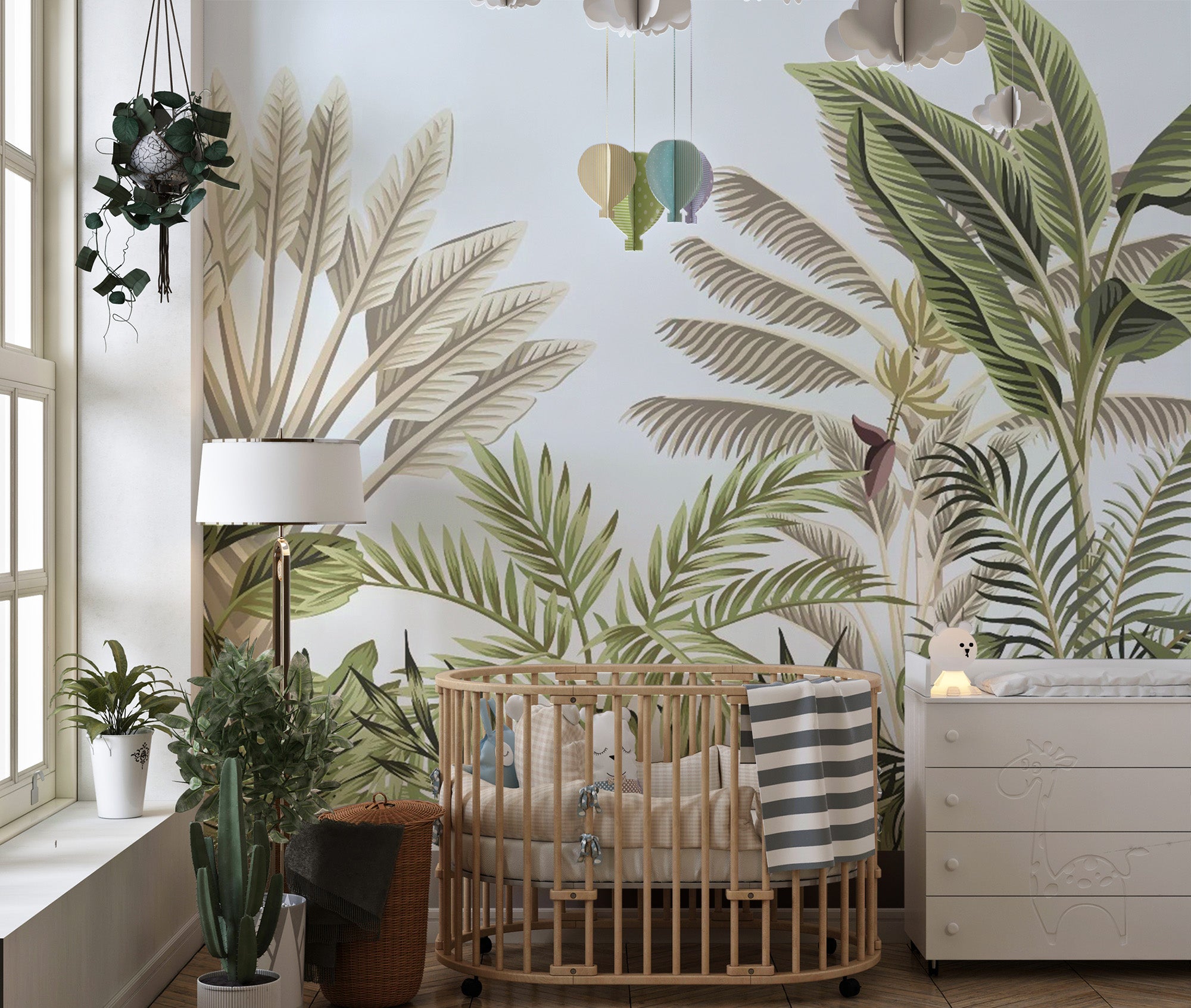 Retro Tropical Leaves Wall Mural
