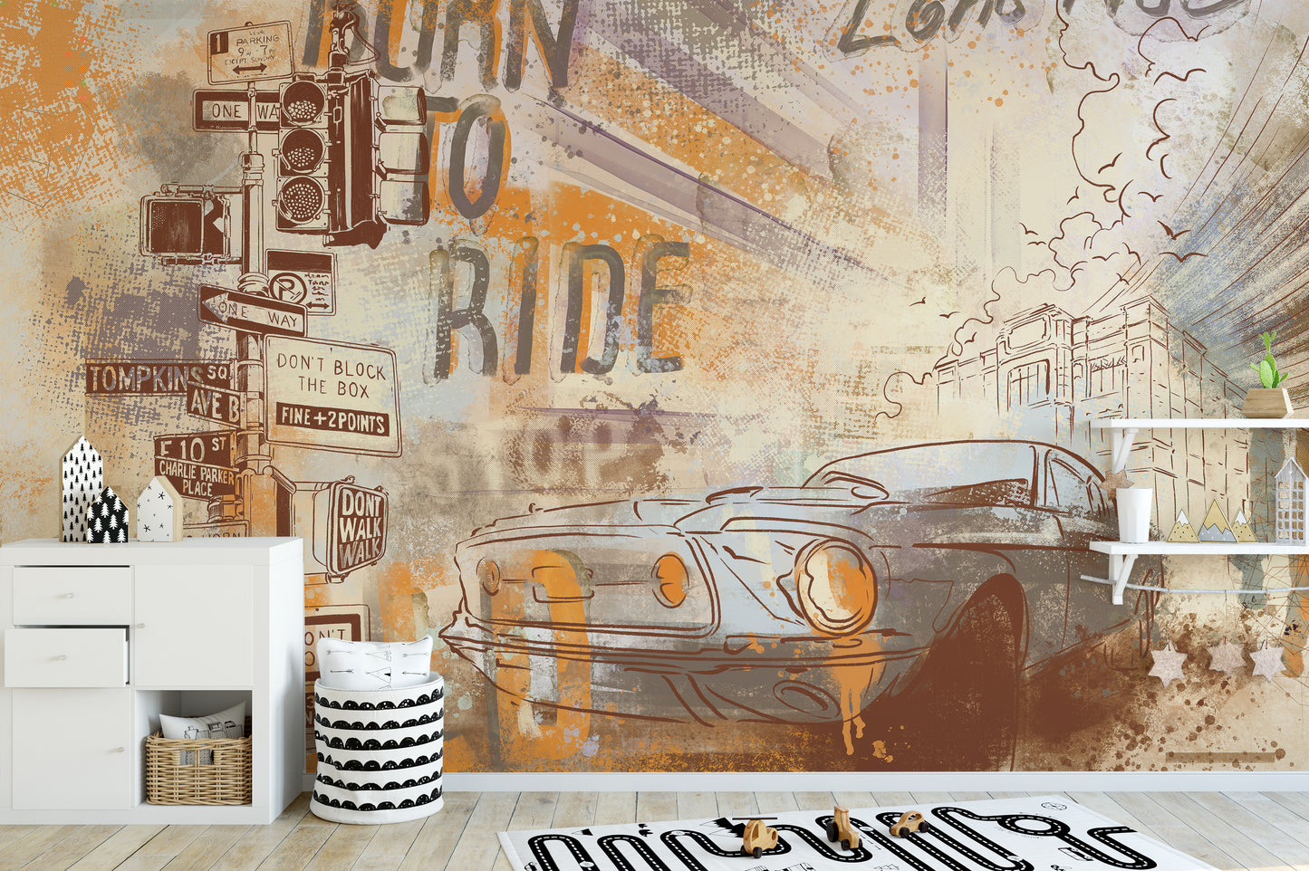 Mustang Mirage wallpaper inspires nursery adventures