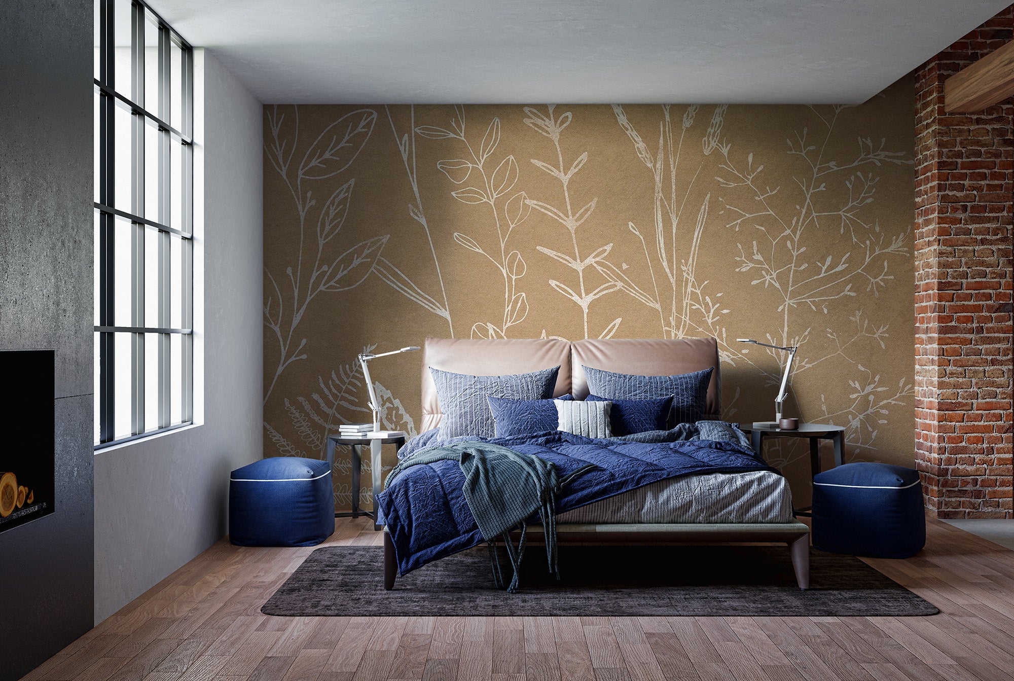 Tranquil beige herbs wallpaper for relaxing spaces