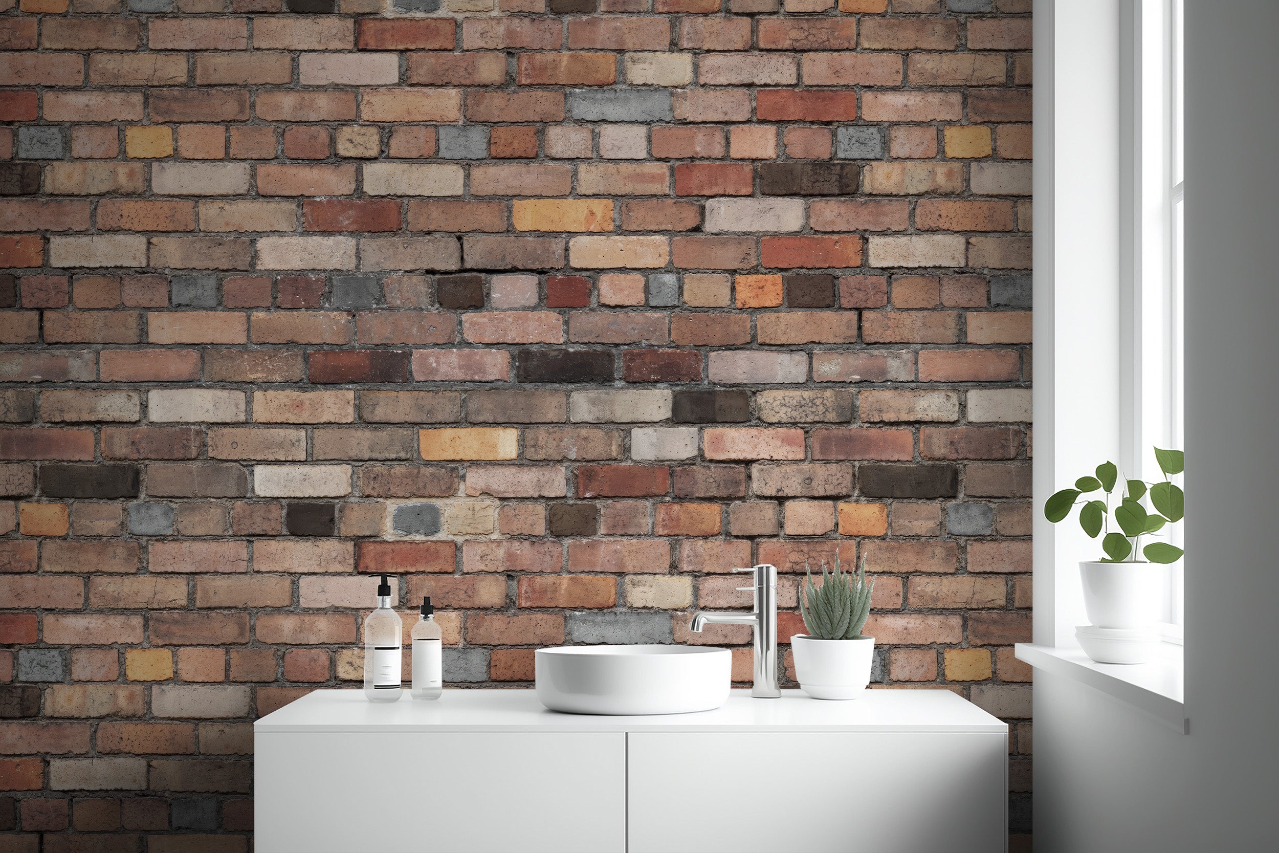 Rustic brick-themed wallpaper for decor