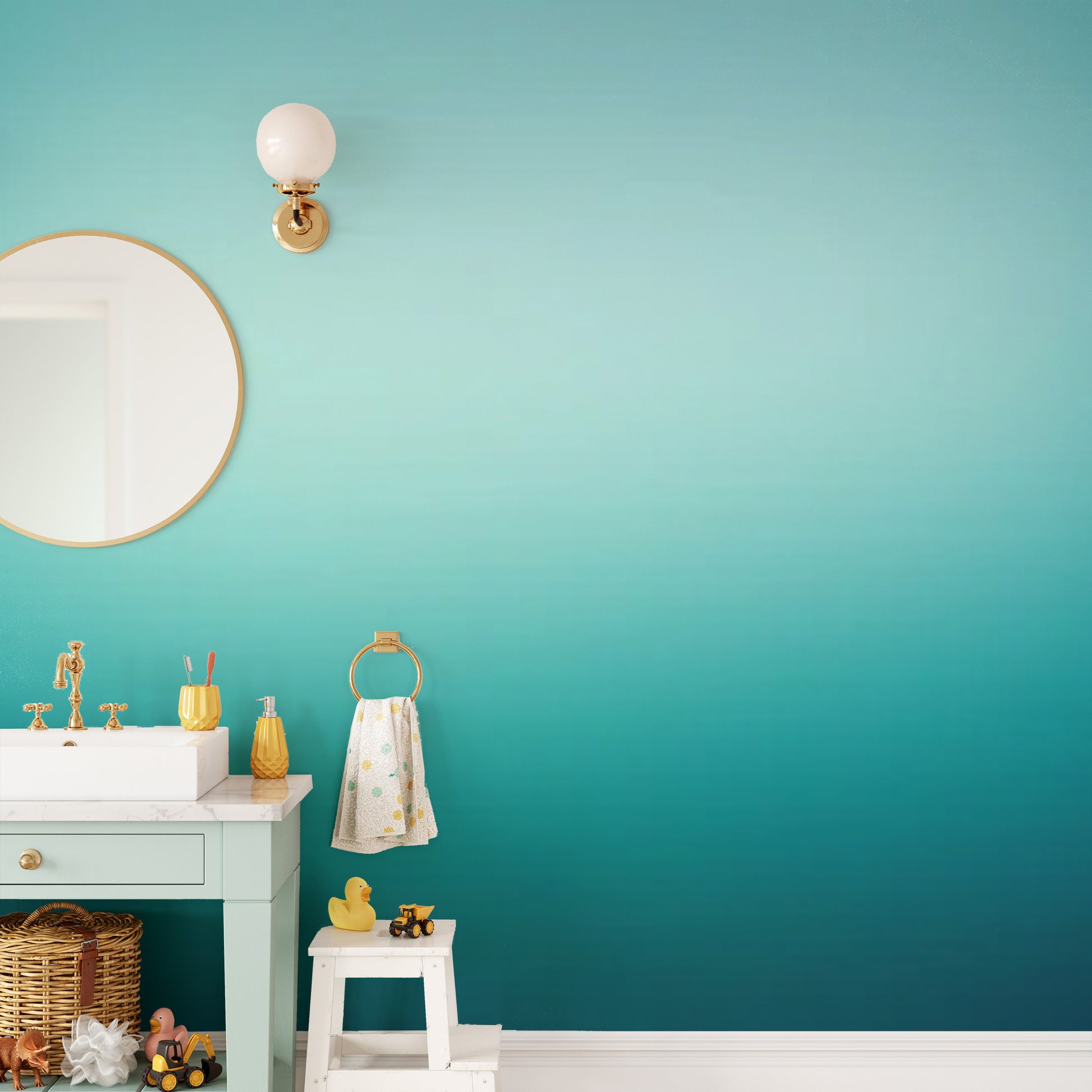 Serene green ombre wallpaper for modern and soothing walls.