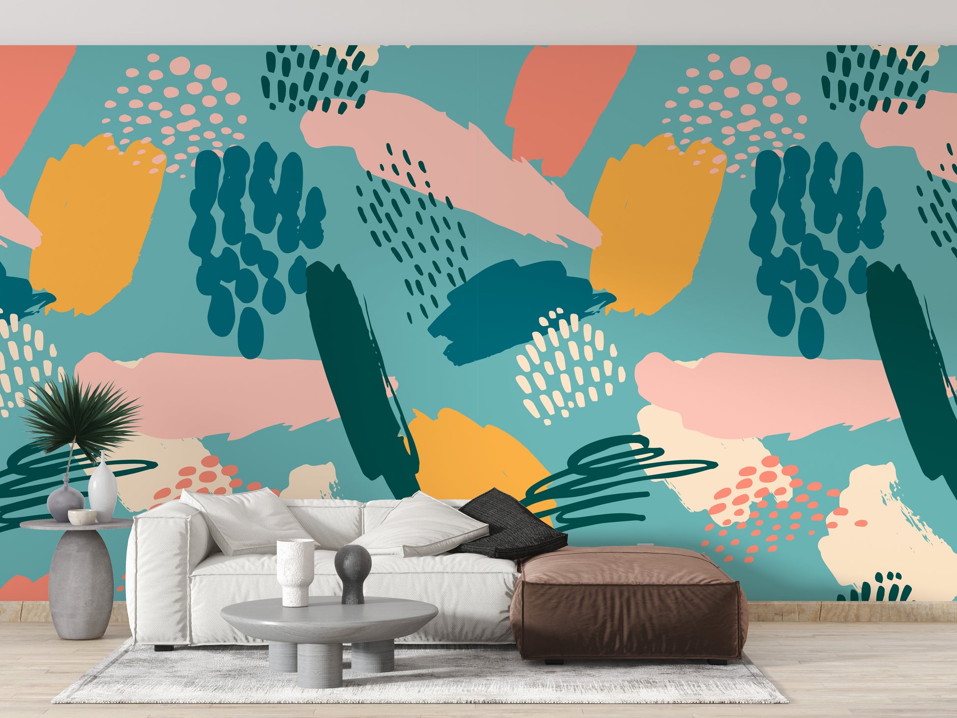 Self-adhesive abstract pattern mural