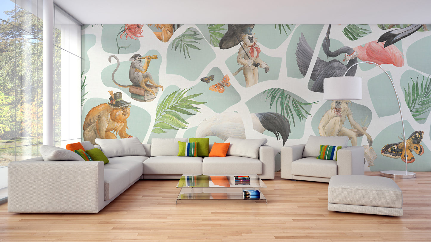 Watercolor Monkey wallpaper Mural