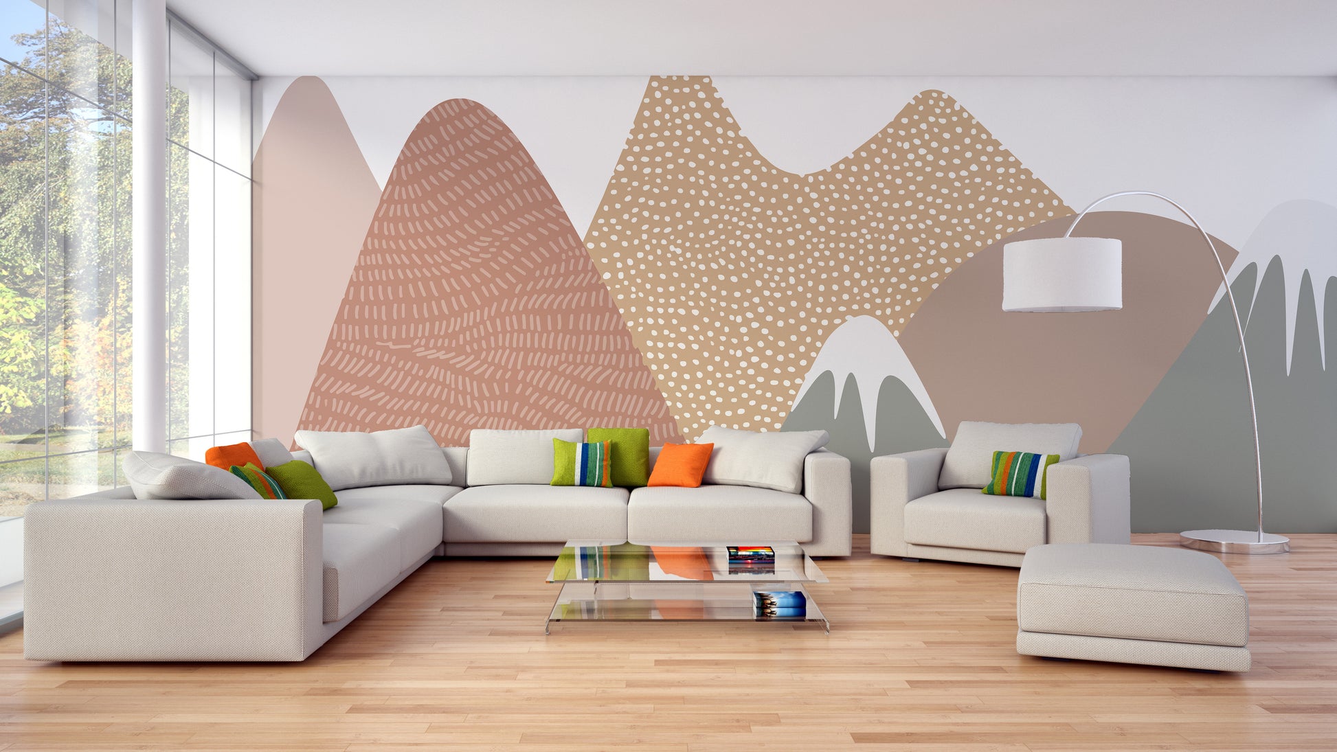 Stippling Mountains Wallpaper Murals - Giffywalls