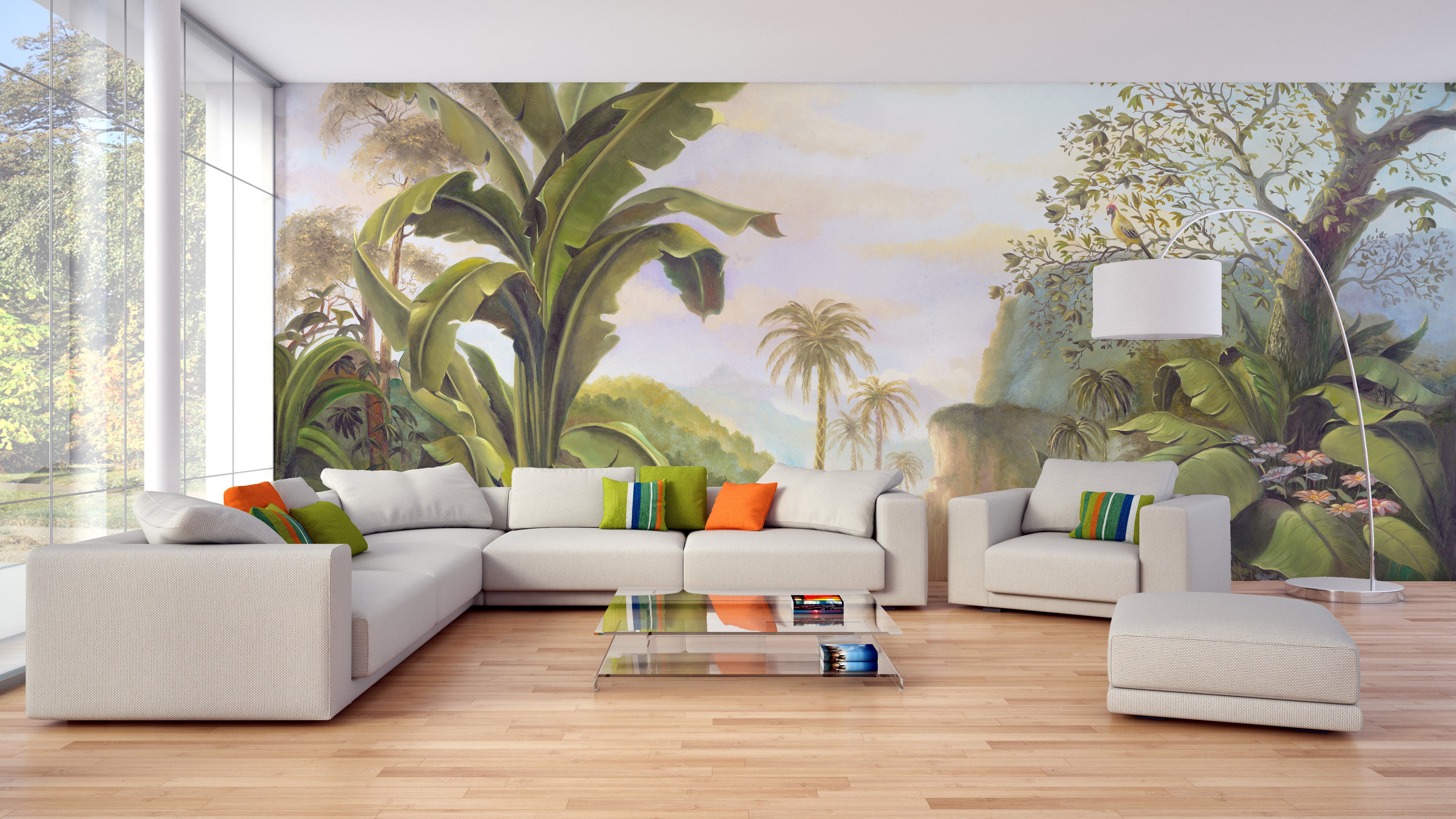 Enchanting rainforest mural with medieval theme
