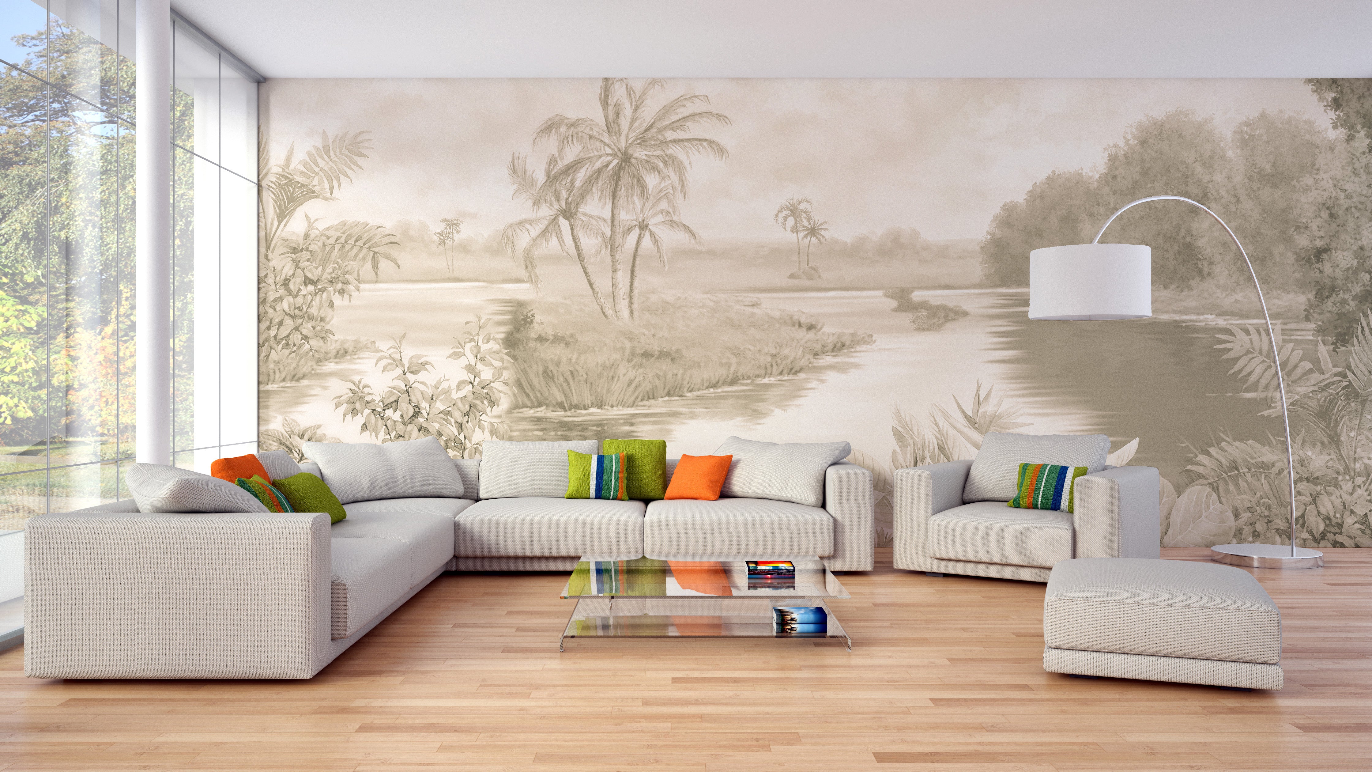 Blue Tone Lakeshore Wall Mural
