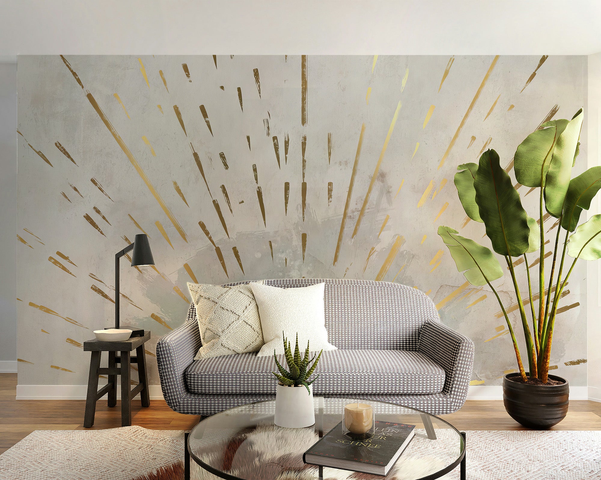 Aurora Gleam wallpaper transforms your living room walls