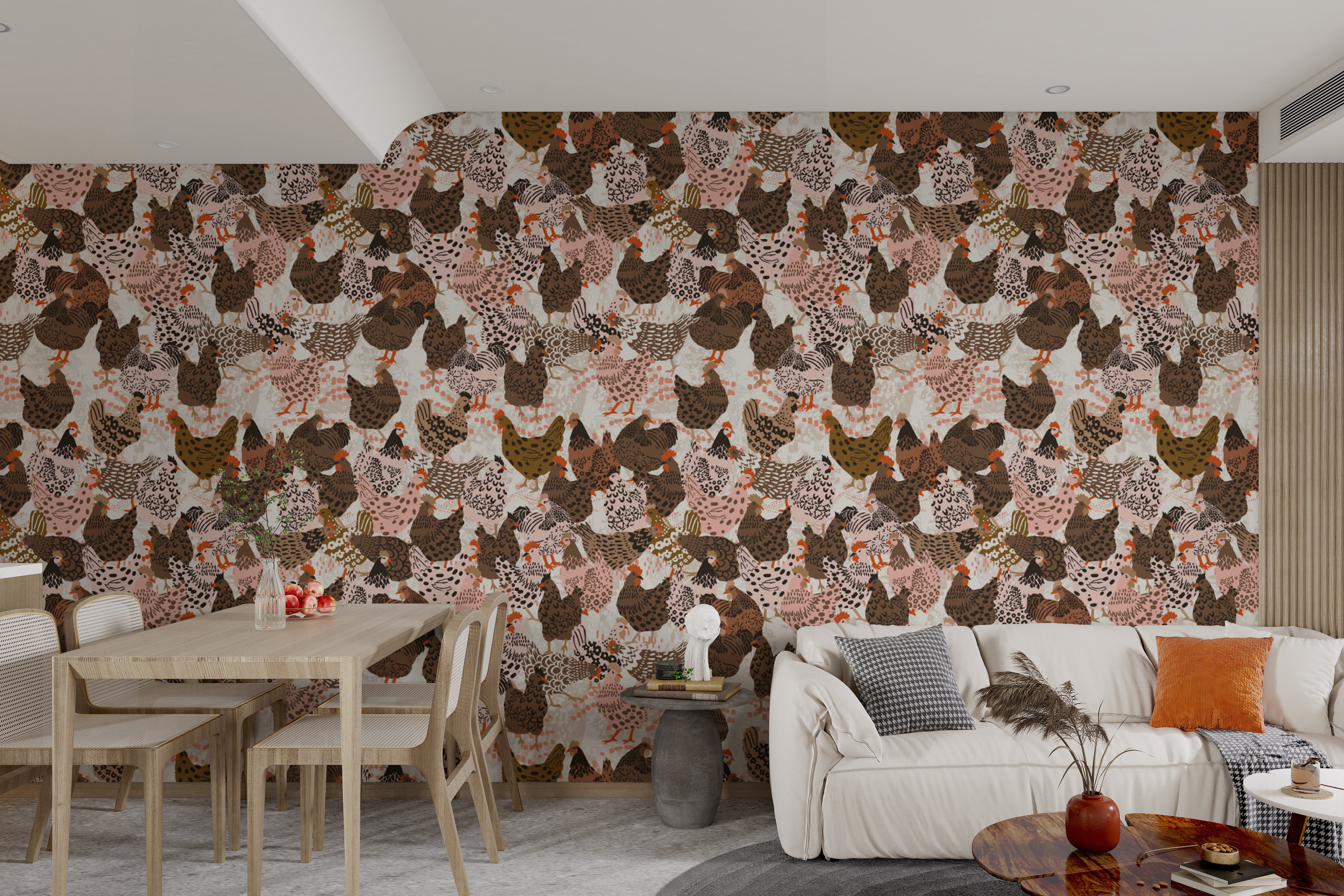 Modern clucking chic wallpaper for walls