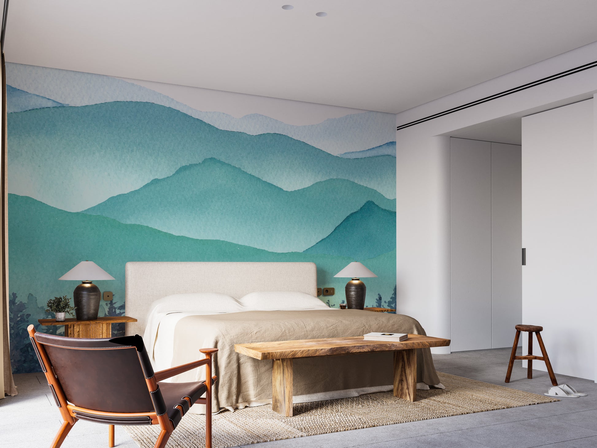 Serene green mountain wallpaper design.