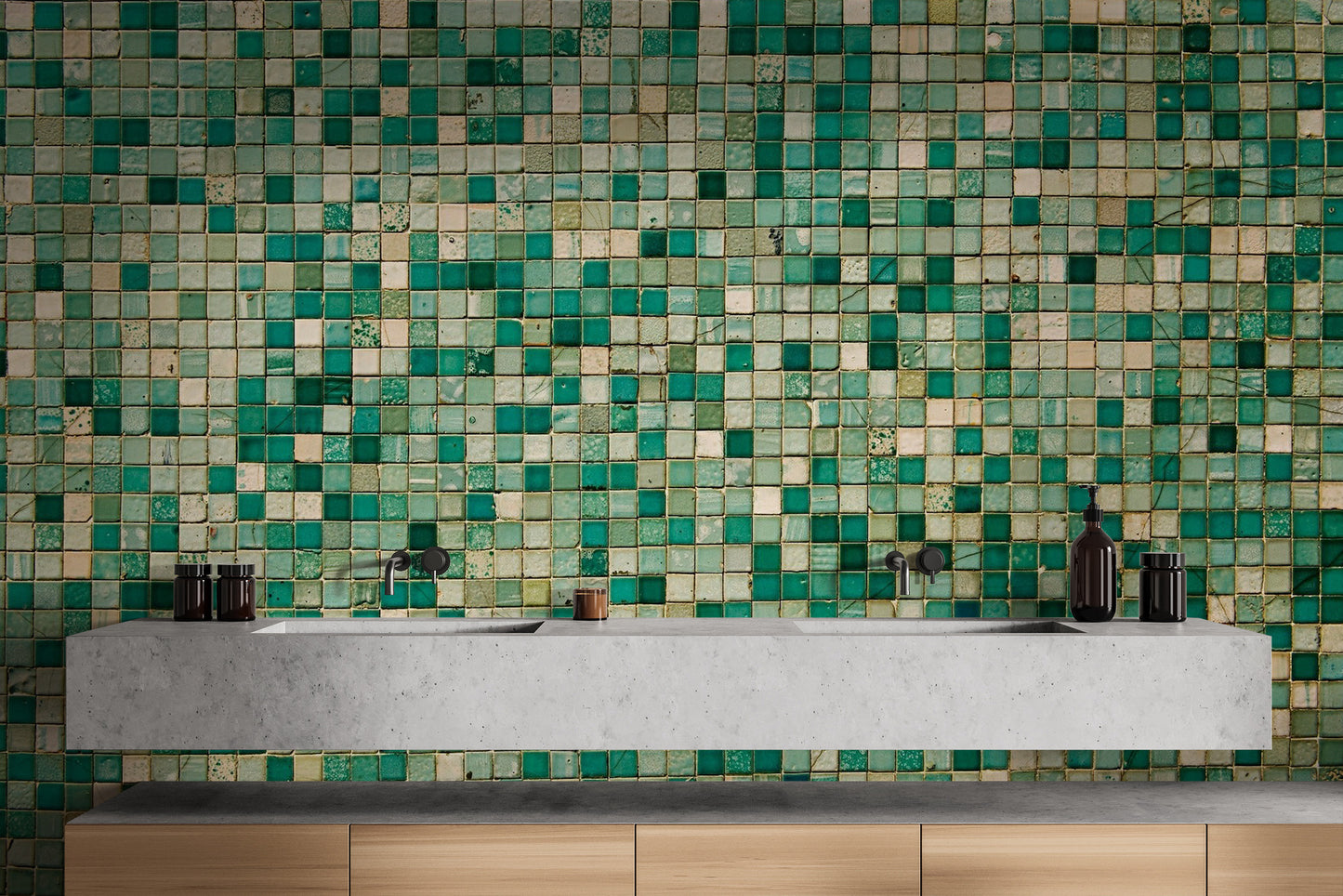 Faux Mosaic Wallpaper Mural - Giffywalls