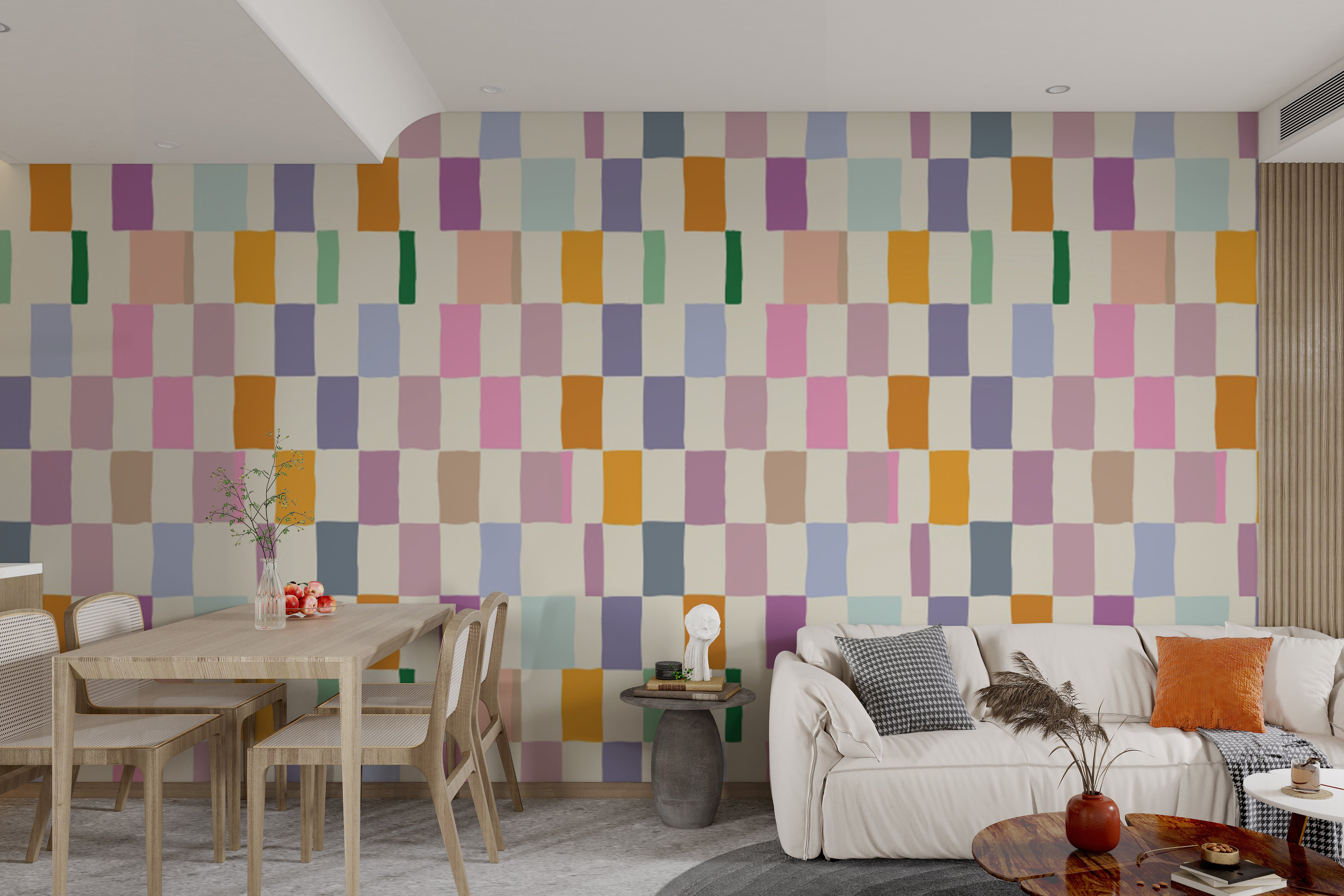 Vibrant mosaic wallpaper for lively spaces