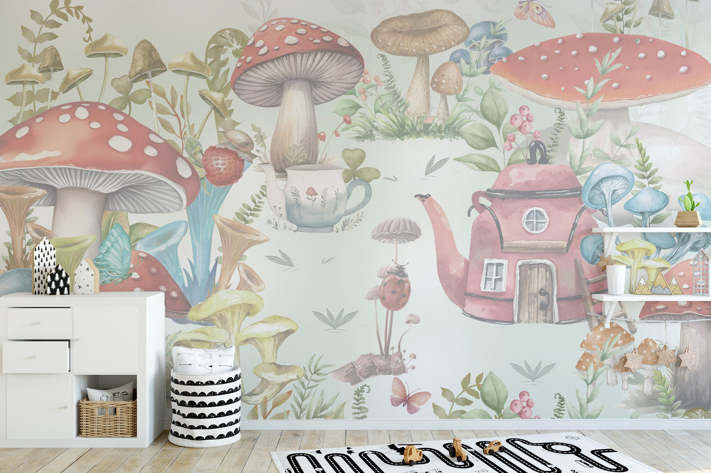 Whimsical Mushroom Garden Mural - Giffywalls