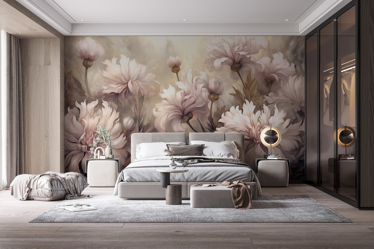 Bring the beauty of underwater pink flowers into your home with wallpaper murals.
