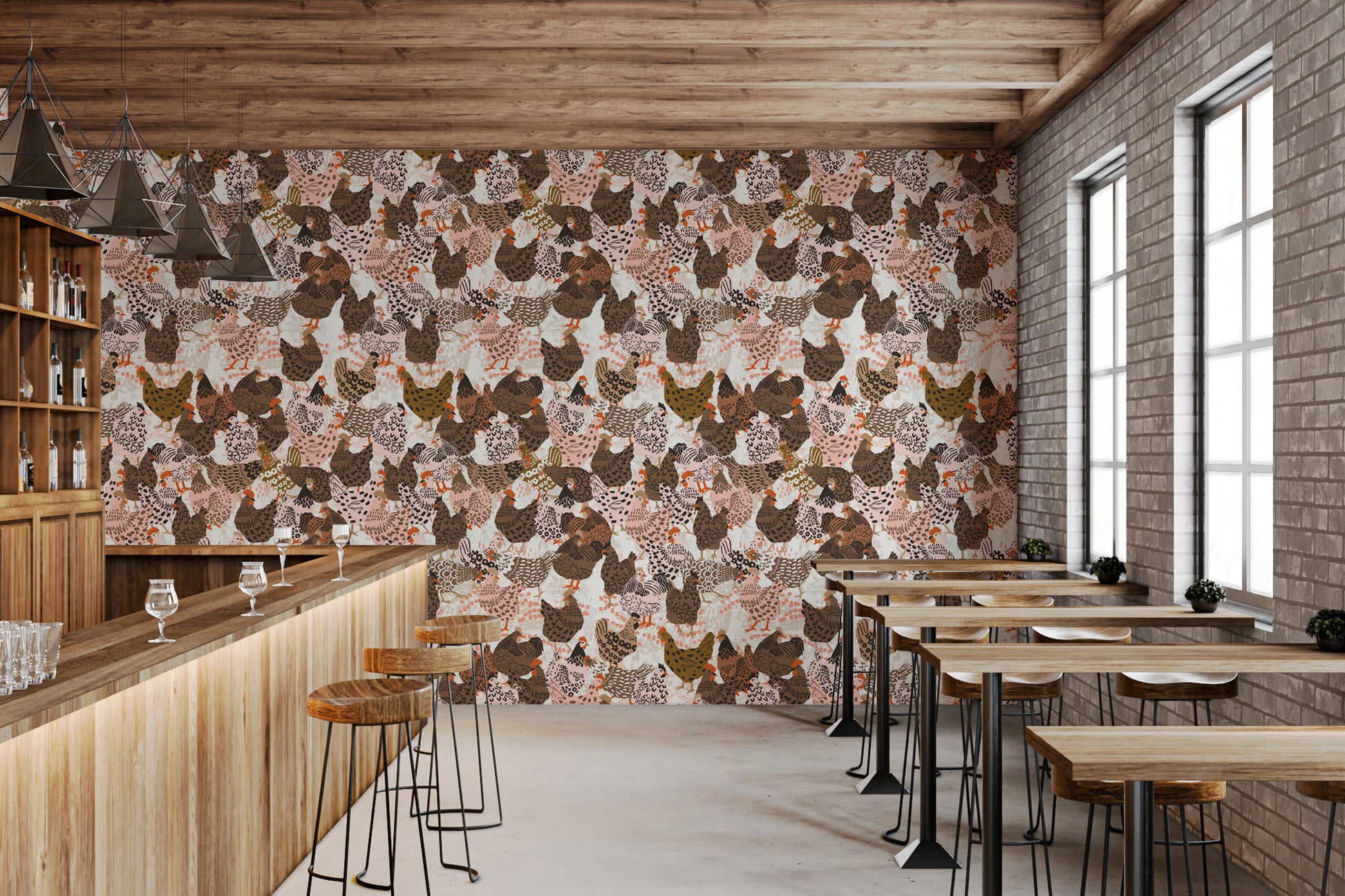 Sophisticated poultry wallpaper for cozy spaces
