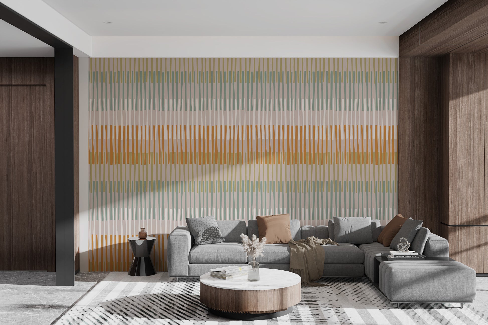 Artistic Earthy Geometric Striped Wall Art
