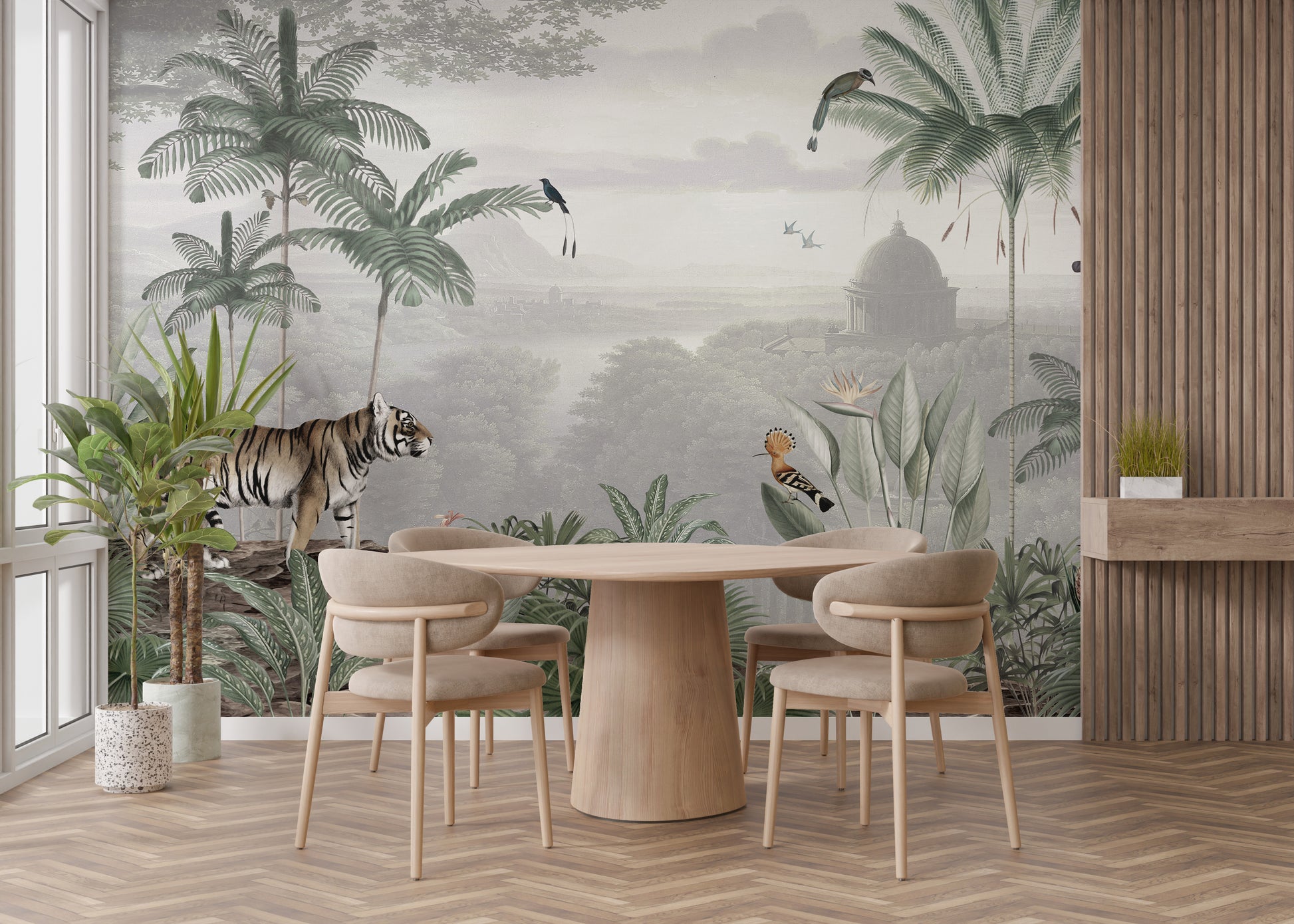 Peel and stick tropical tiger wallpaper for walls