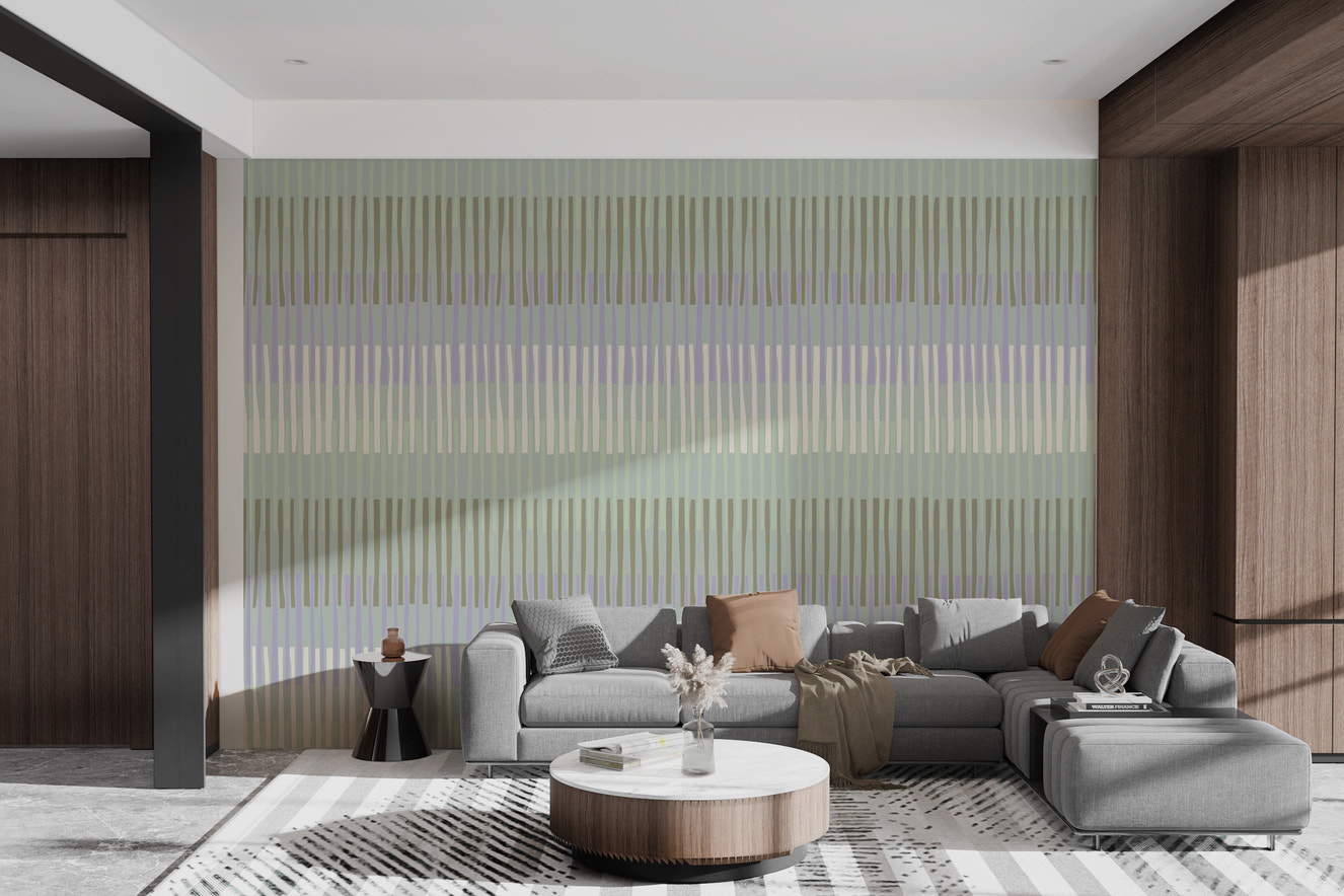 Elegant Sage Striped Wall Design
