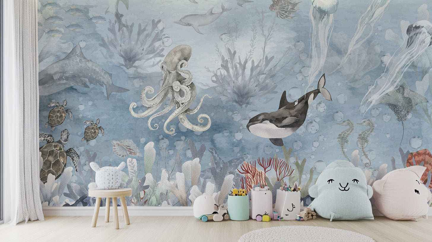 Symphony of the sea wallpaper mural for serene wall decor.
