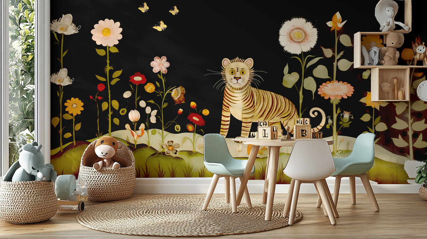 Tibetan Flower Tiger Wallpaper Murals - Giffywalls