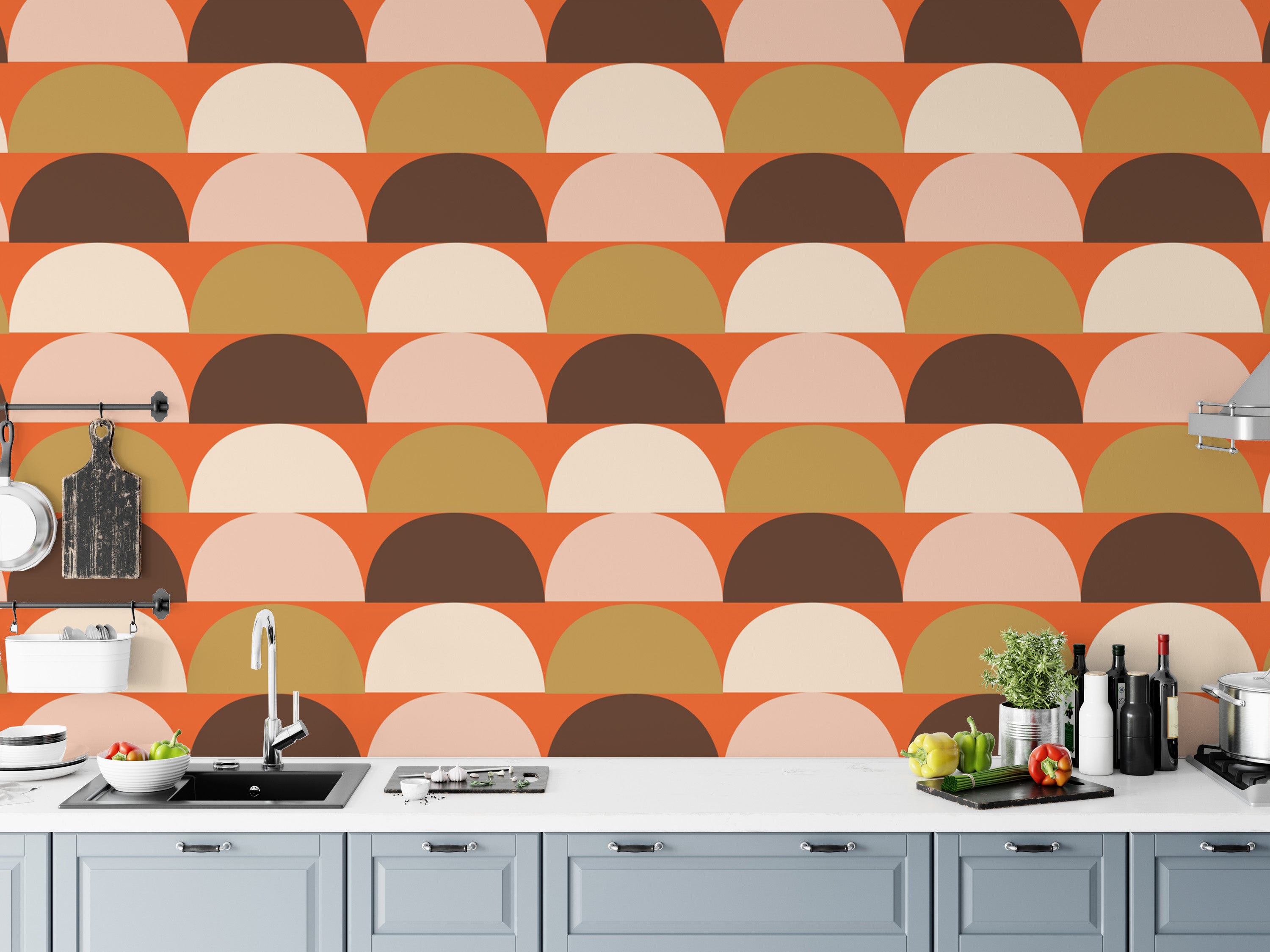 Subtle Mindfulness Semi Circle Pattern Wallpaper for decor
