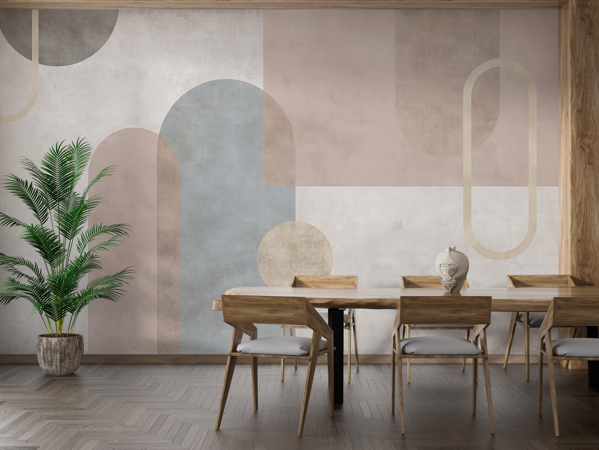 Sophisticated geometry wallpaper for dining room