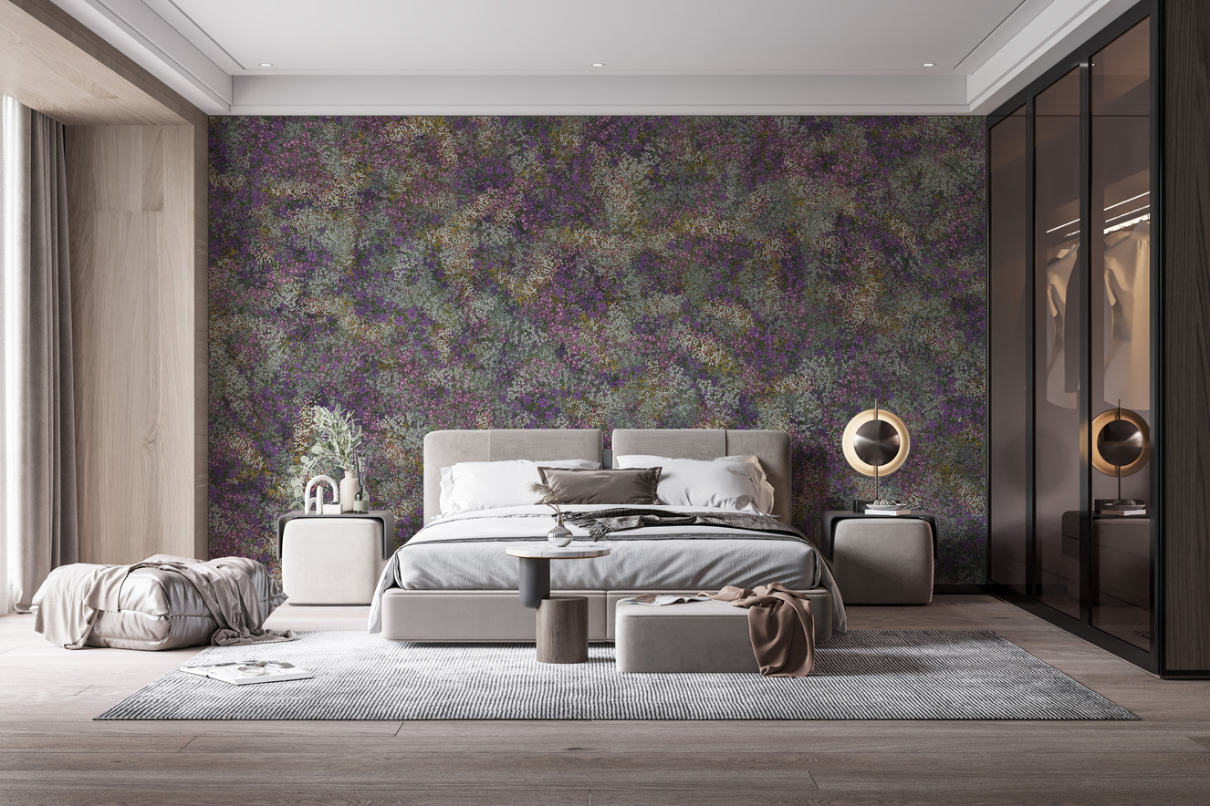 Vibrant floral wallpaper mural design
