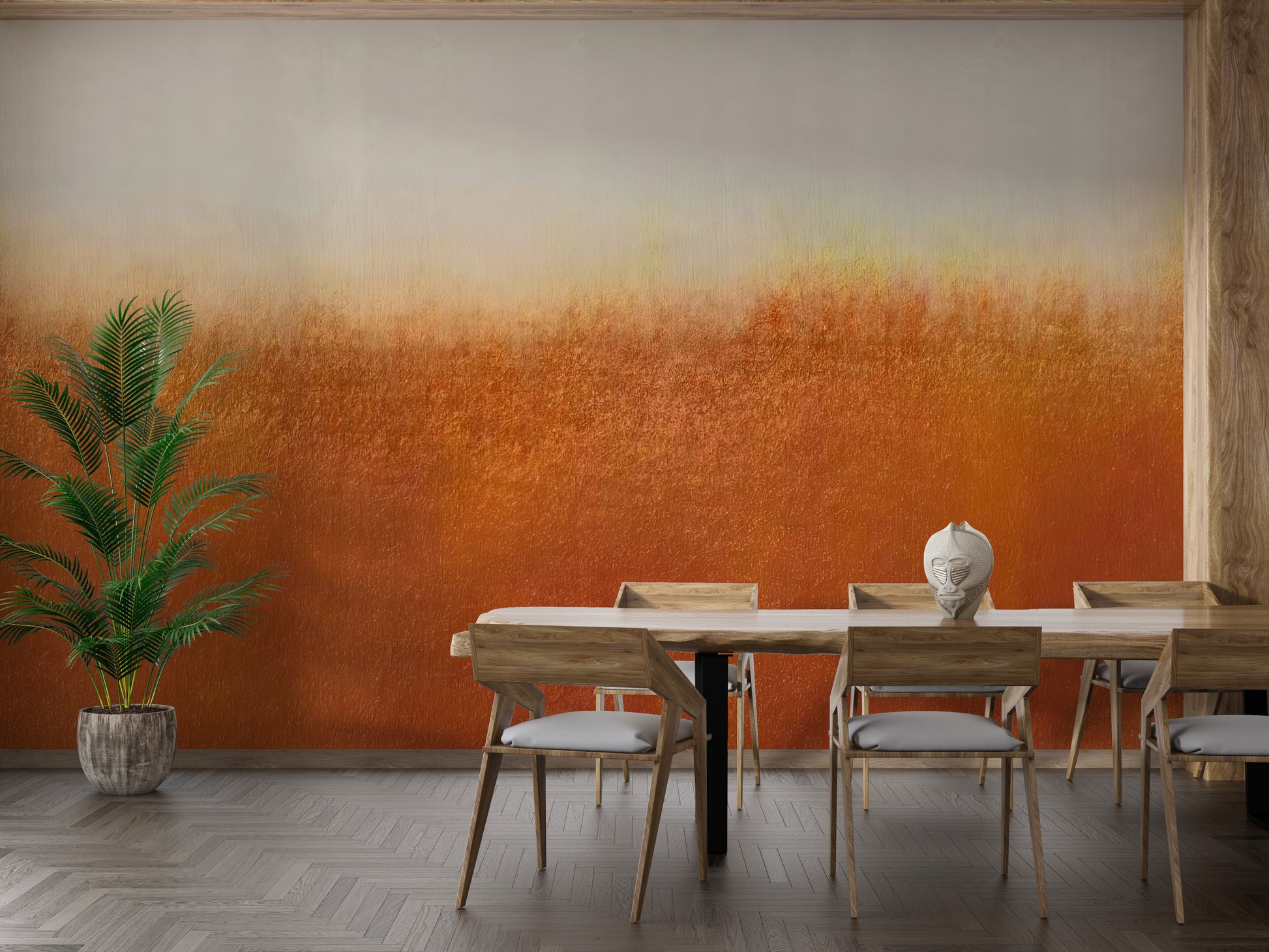 Rustic Orange Mural Wallpaper