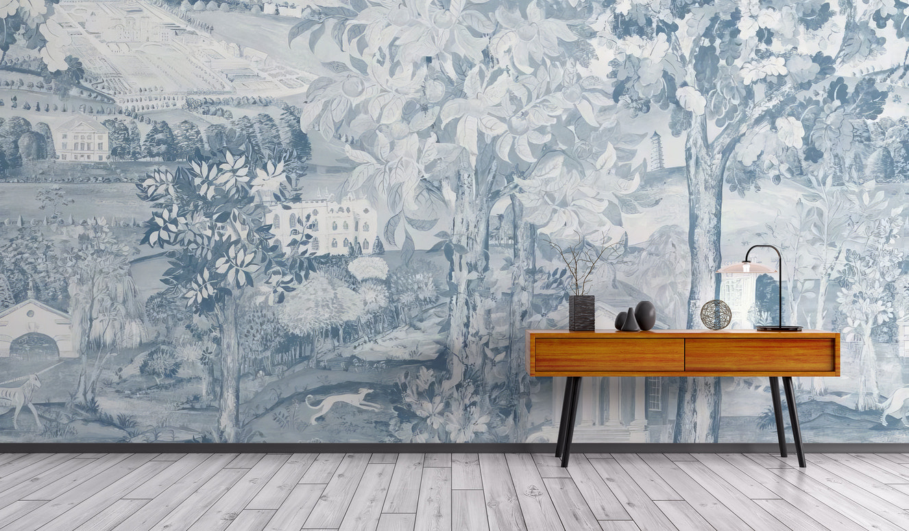 Elegant Blue Textured Wall Mural
