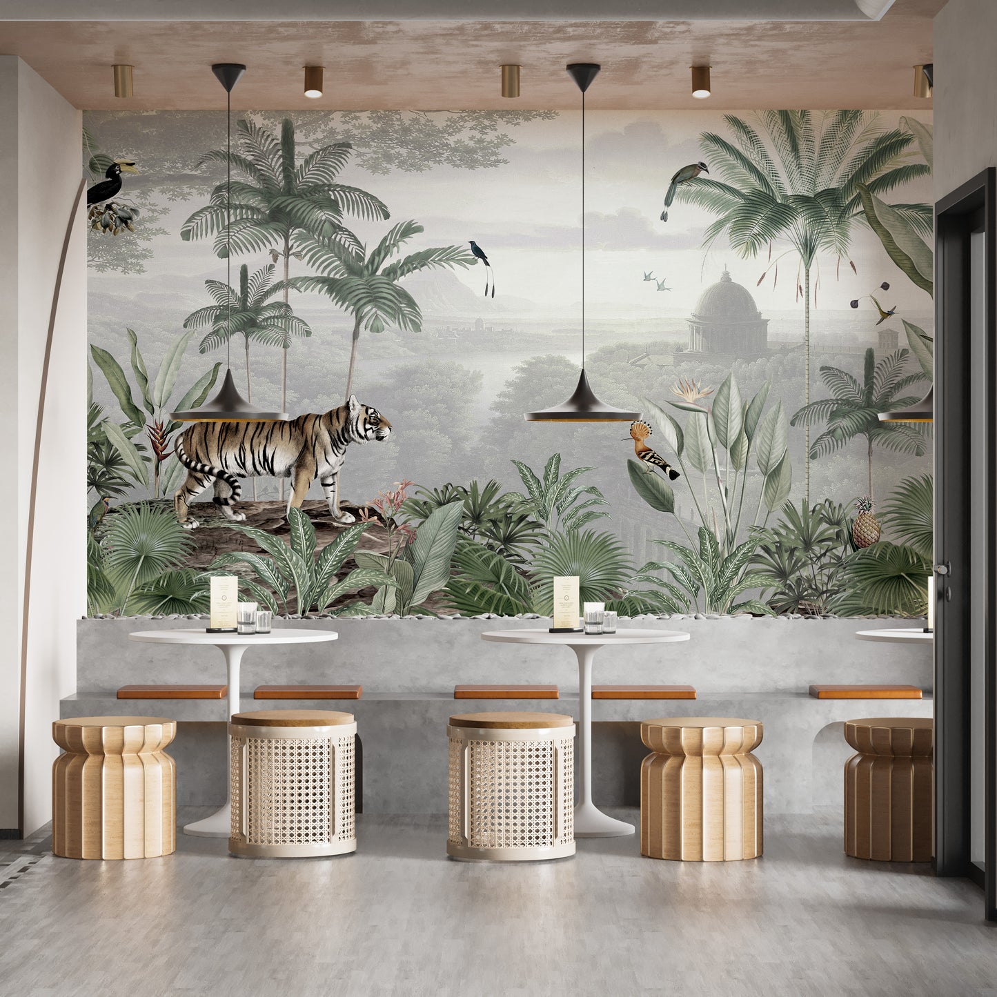 Removable wallpaper with vibrant tropical tiger