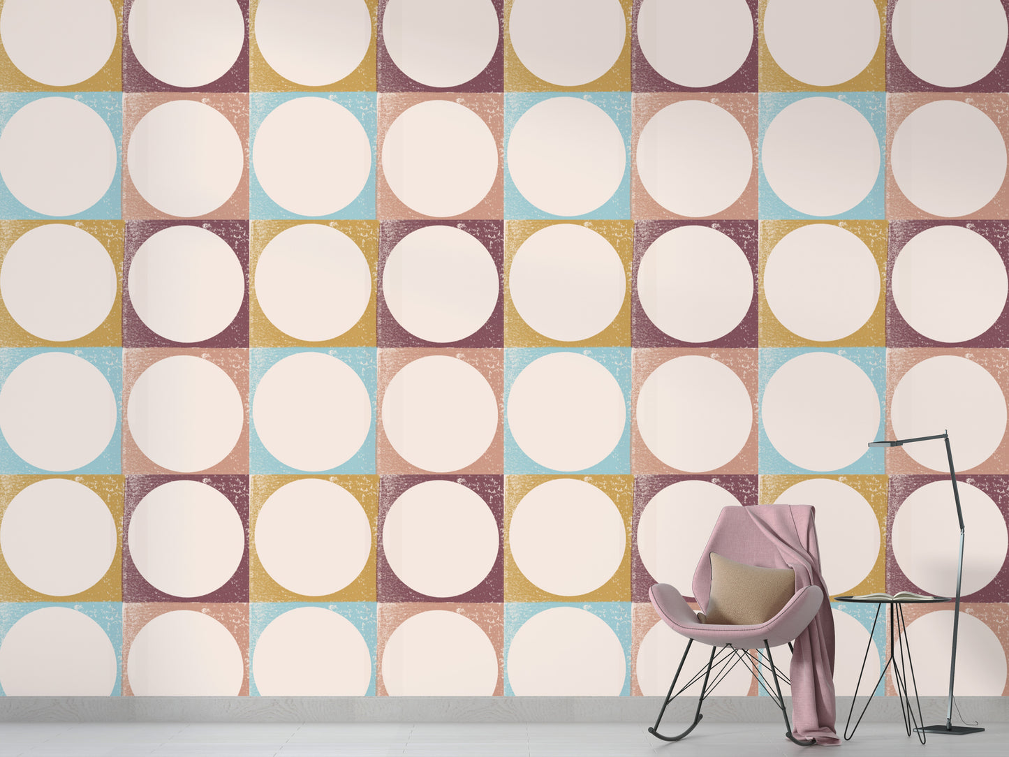 Stylish Modern Pink Blush Circles Pattern Wallpaper
