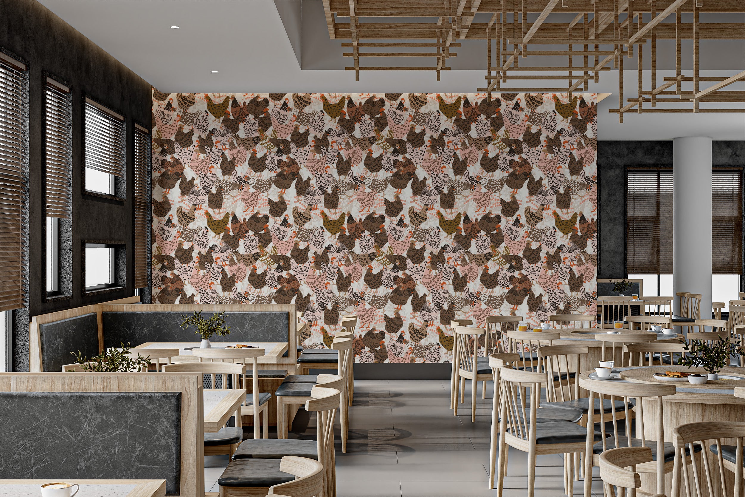 Stylish clucking wallpaper for modern interiors