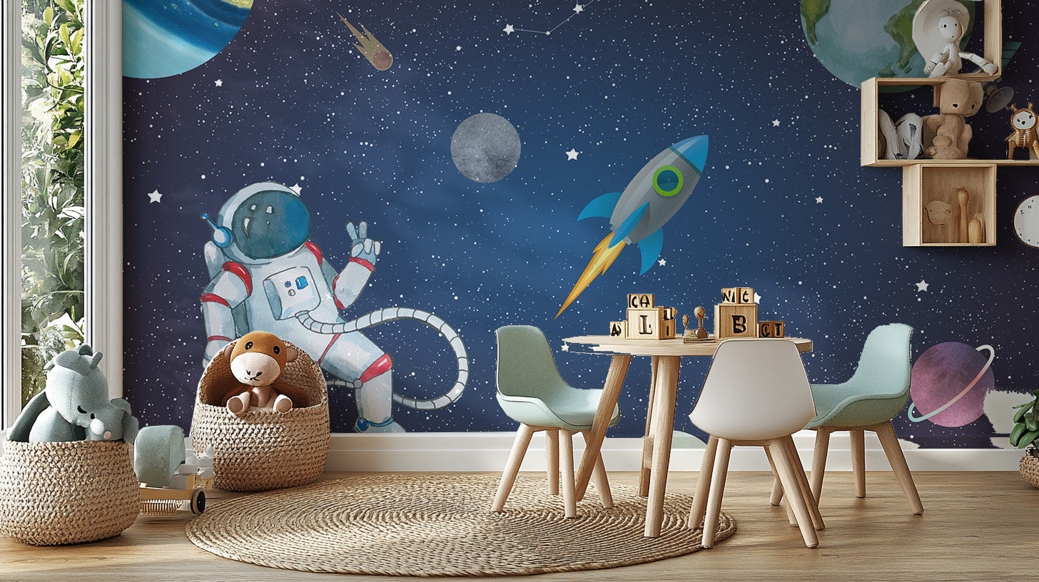 Orbiting Dreams Space Expedition Mural adhesive wallpaper