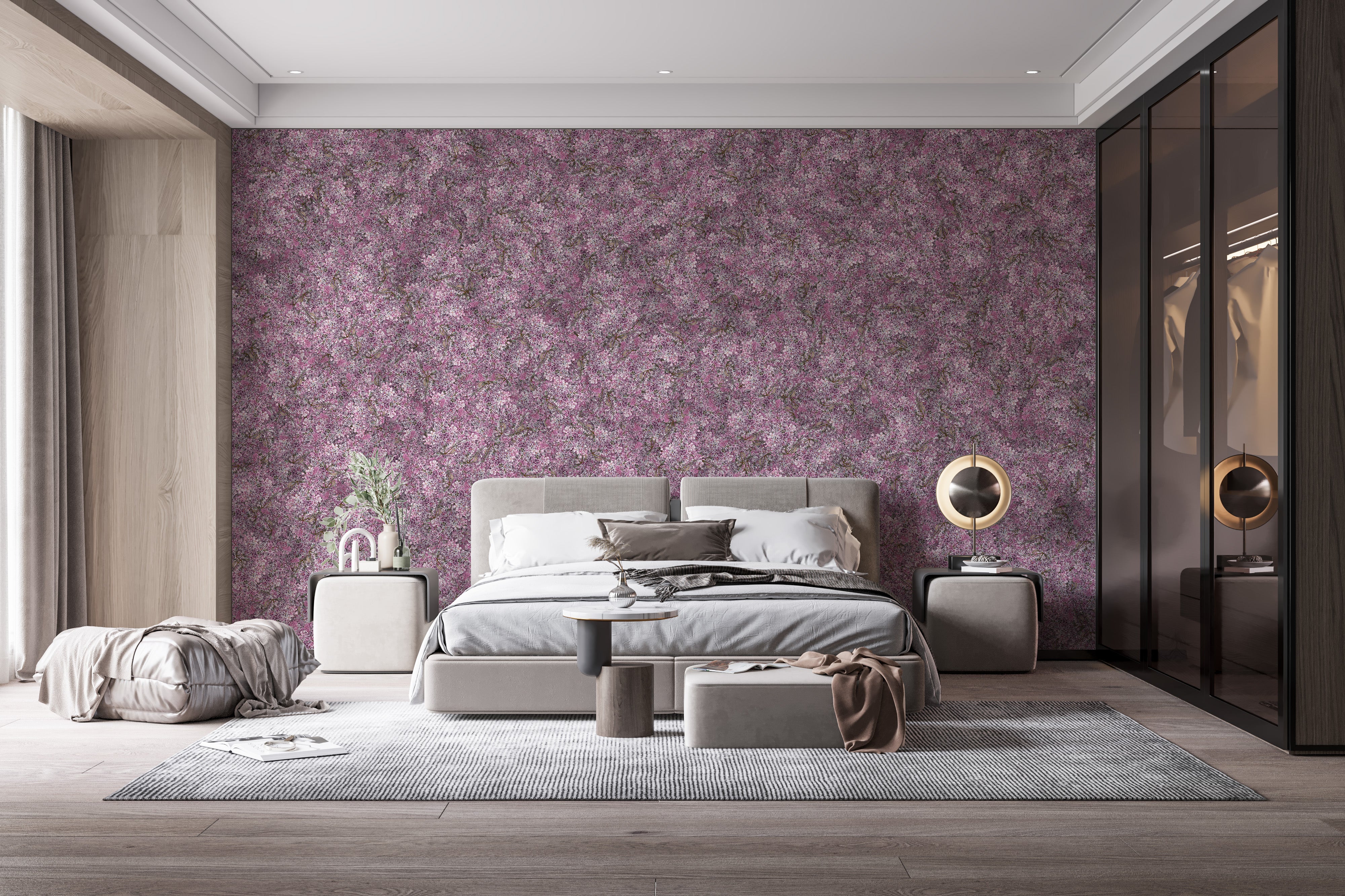 Elegant purple flower wallpaper murals style
