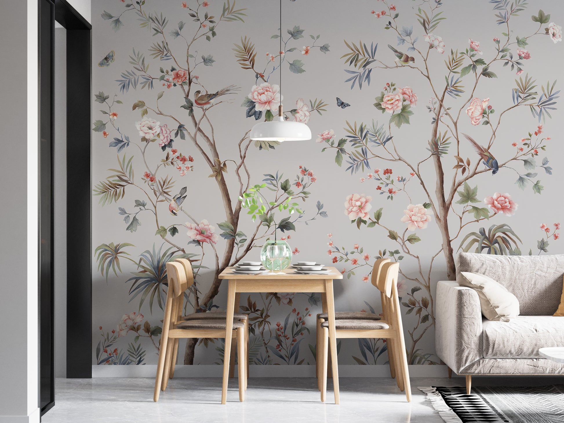 Chinoiserie Floral Pattern Wallpaper
