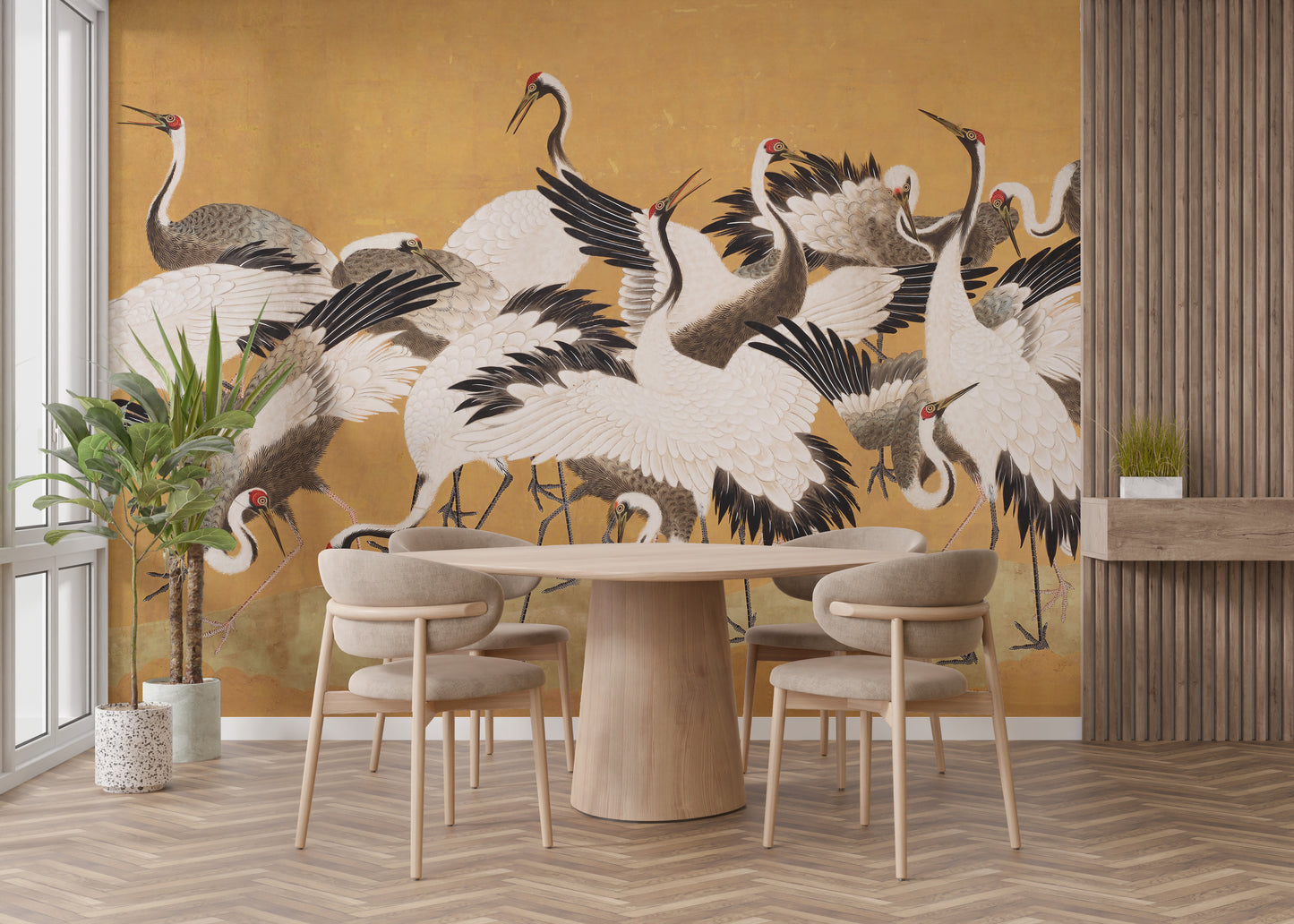 Japanese Flock Cranes Wallpaper For Walls