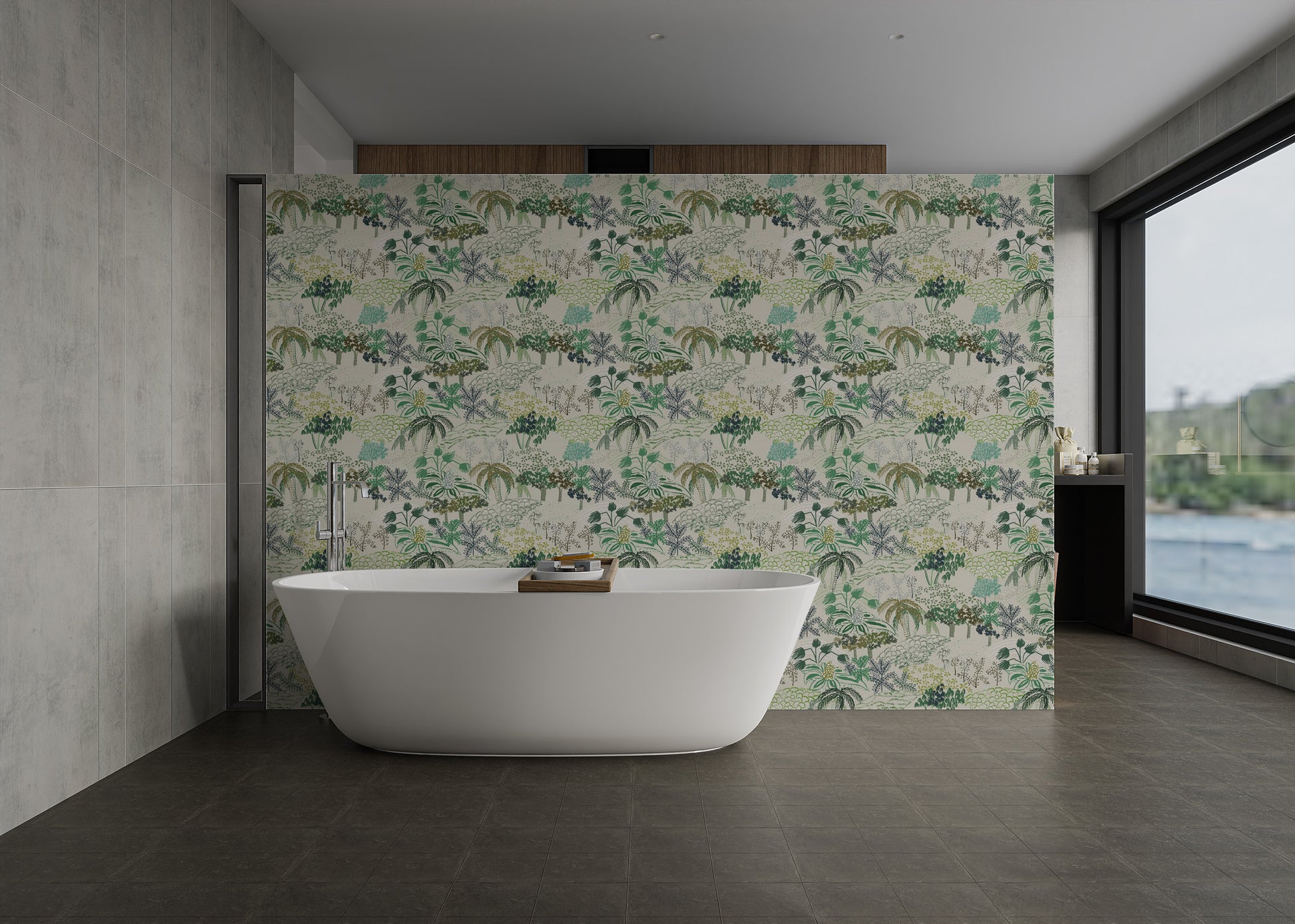 Harmonious green wallpaper with timeless charm