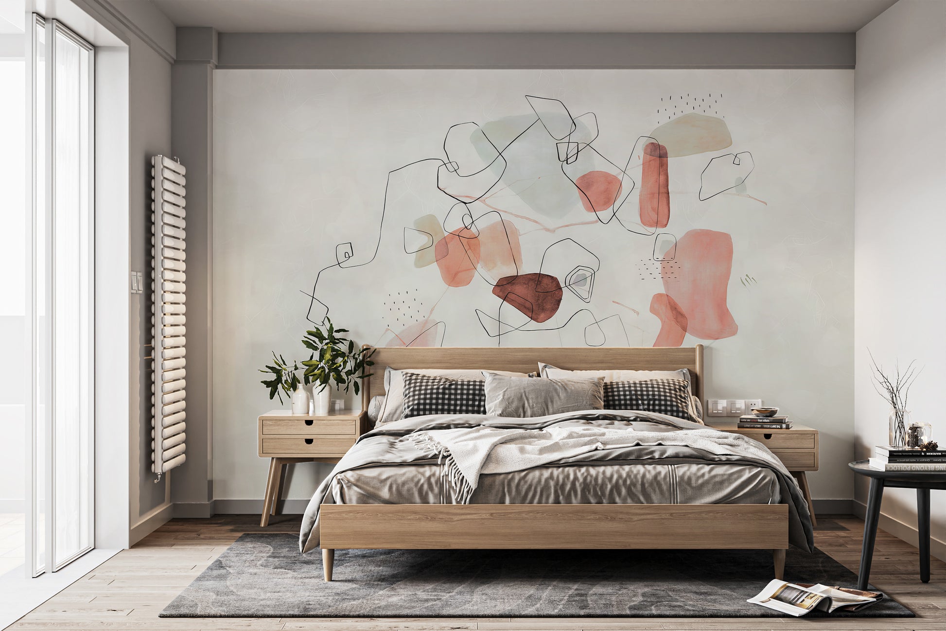 Soft ethereal watercolor wallpaper mural design