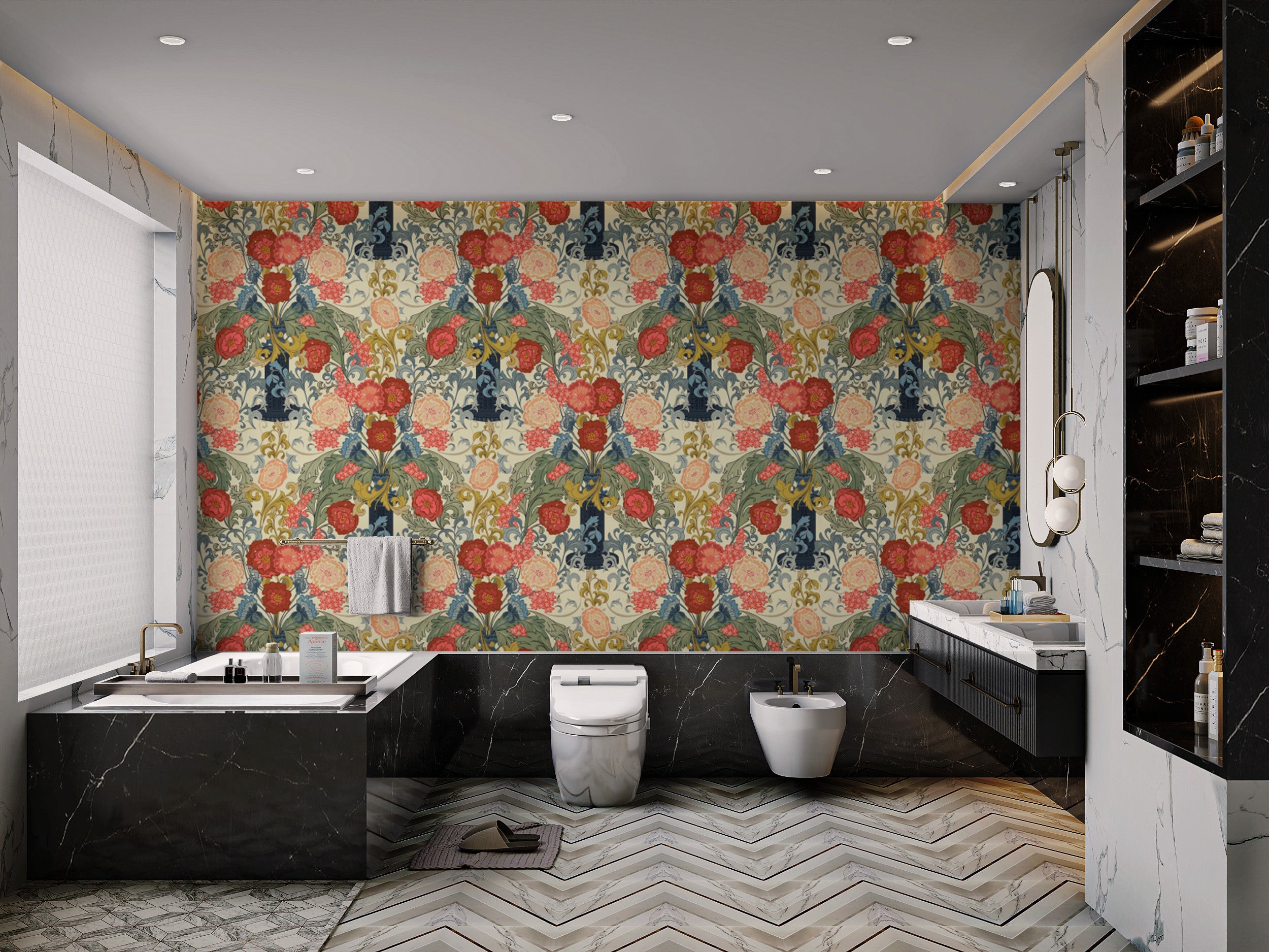 Heritage Rose Garden wallpaper mural blending elegance and florals.
