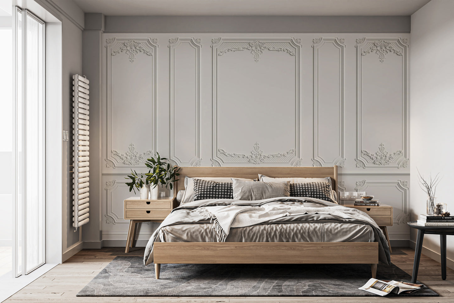 Georgian White Wood Molding Panel Wallpaper Mural - Giffywalls