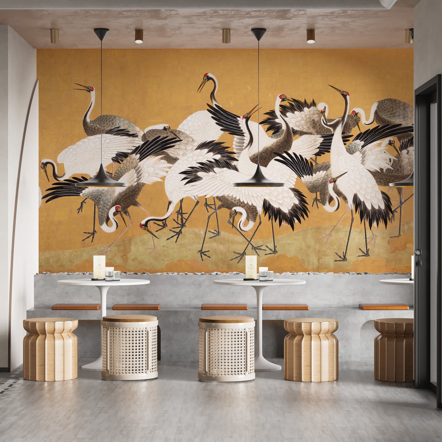 Japanese Flock Cranes Wallpaper For Walls