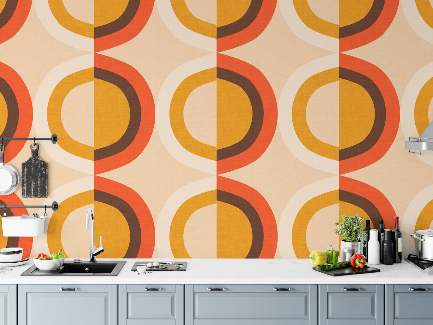 Bold and bright mid century modern wallpaper
