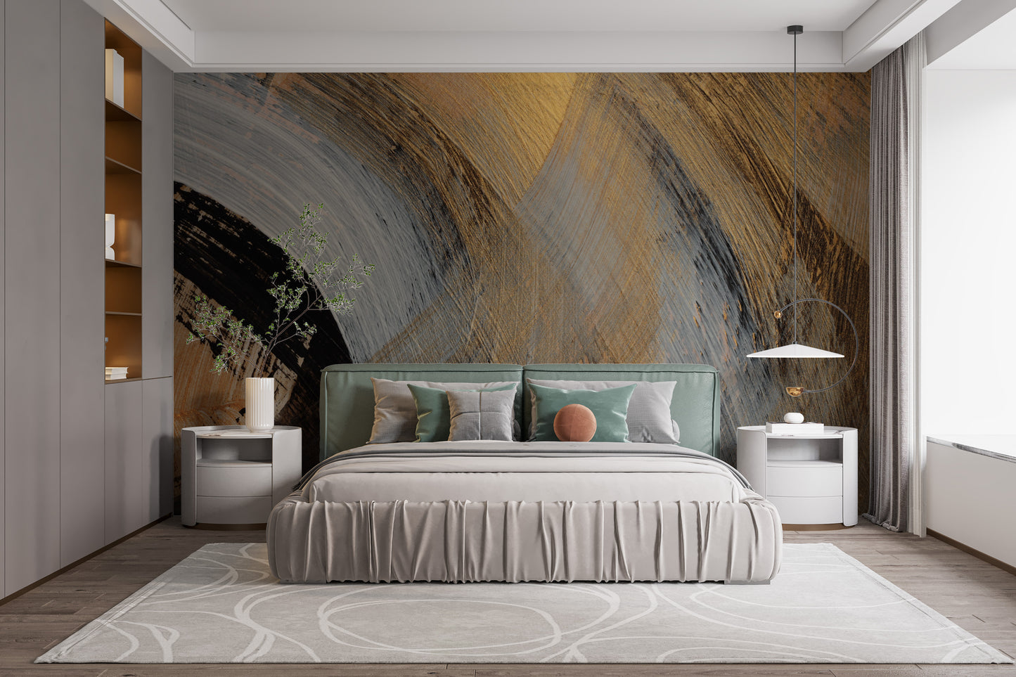 Golden Abstract Wallpaper Mural