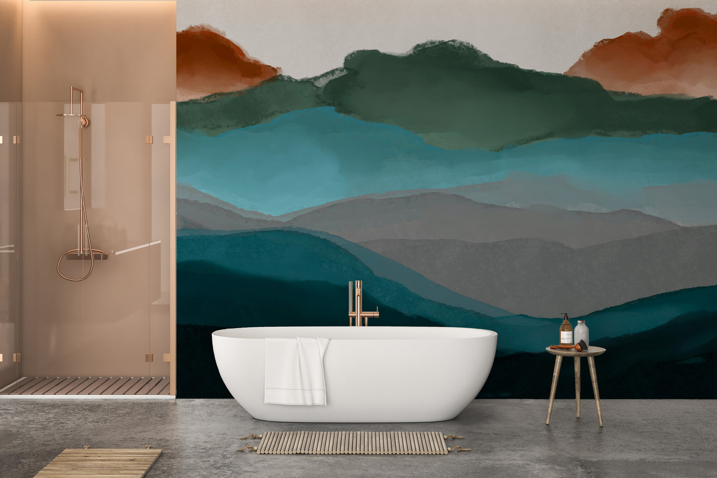 Captivating mural with abstract mountain design