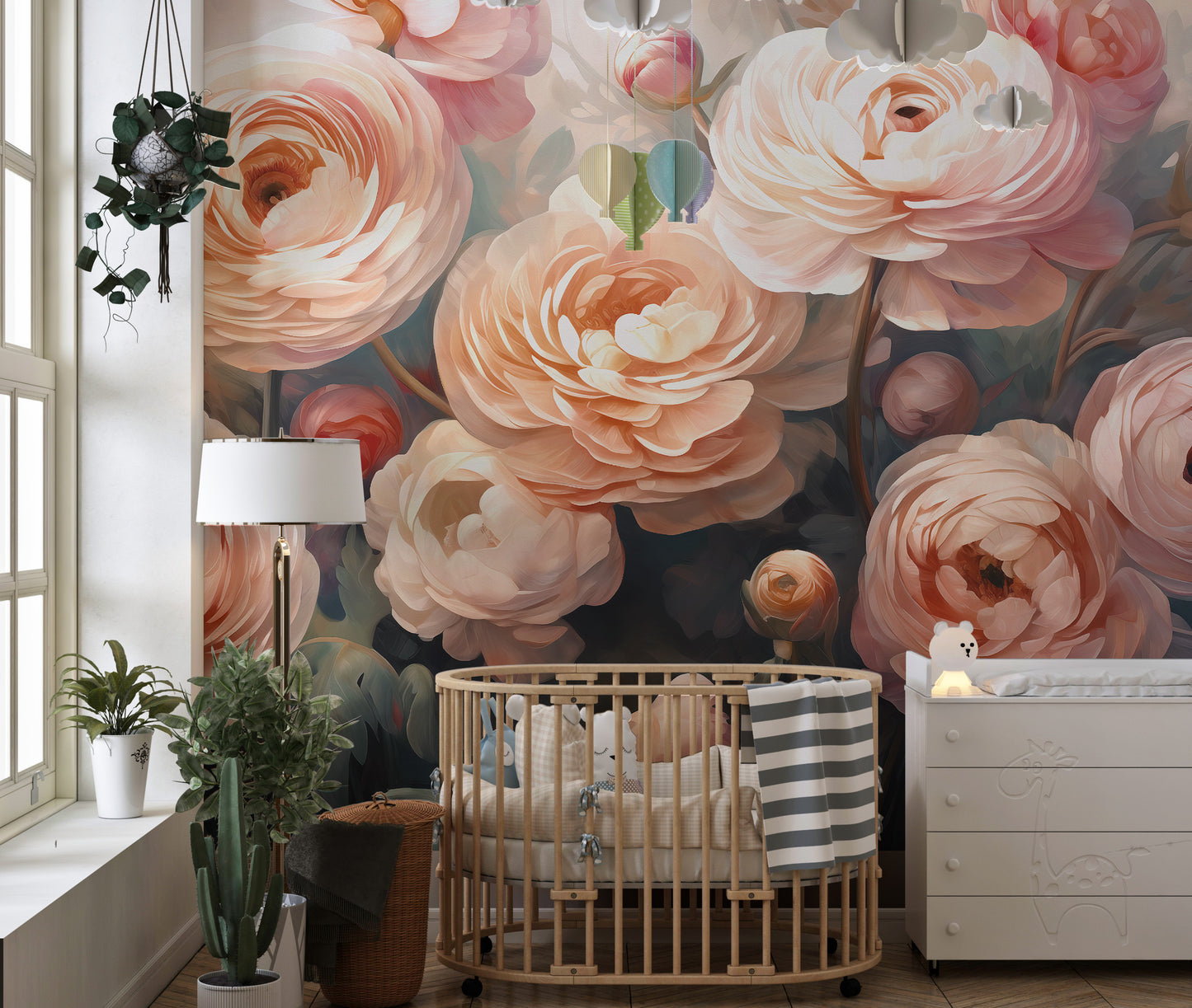 Ranunculus Pink Flower Wallpaper Mural