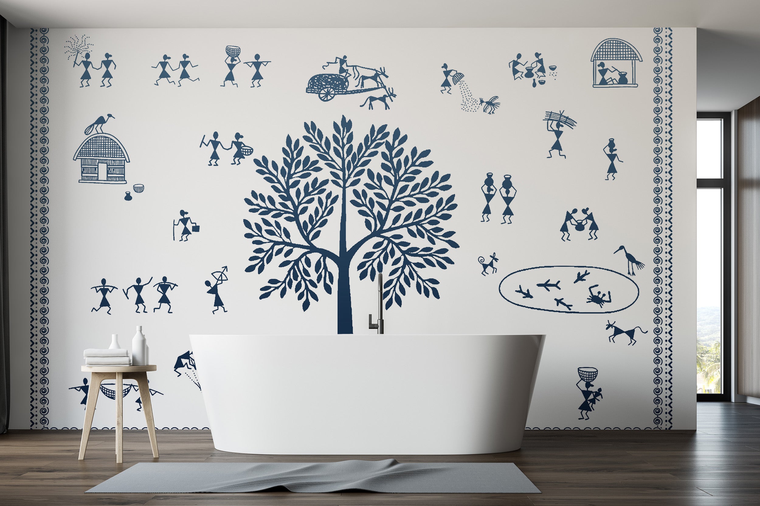 Ethnic Village Wallpaper Mural peel and stick wallpaper