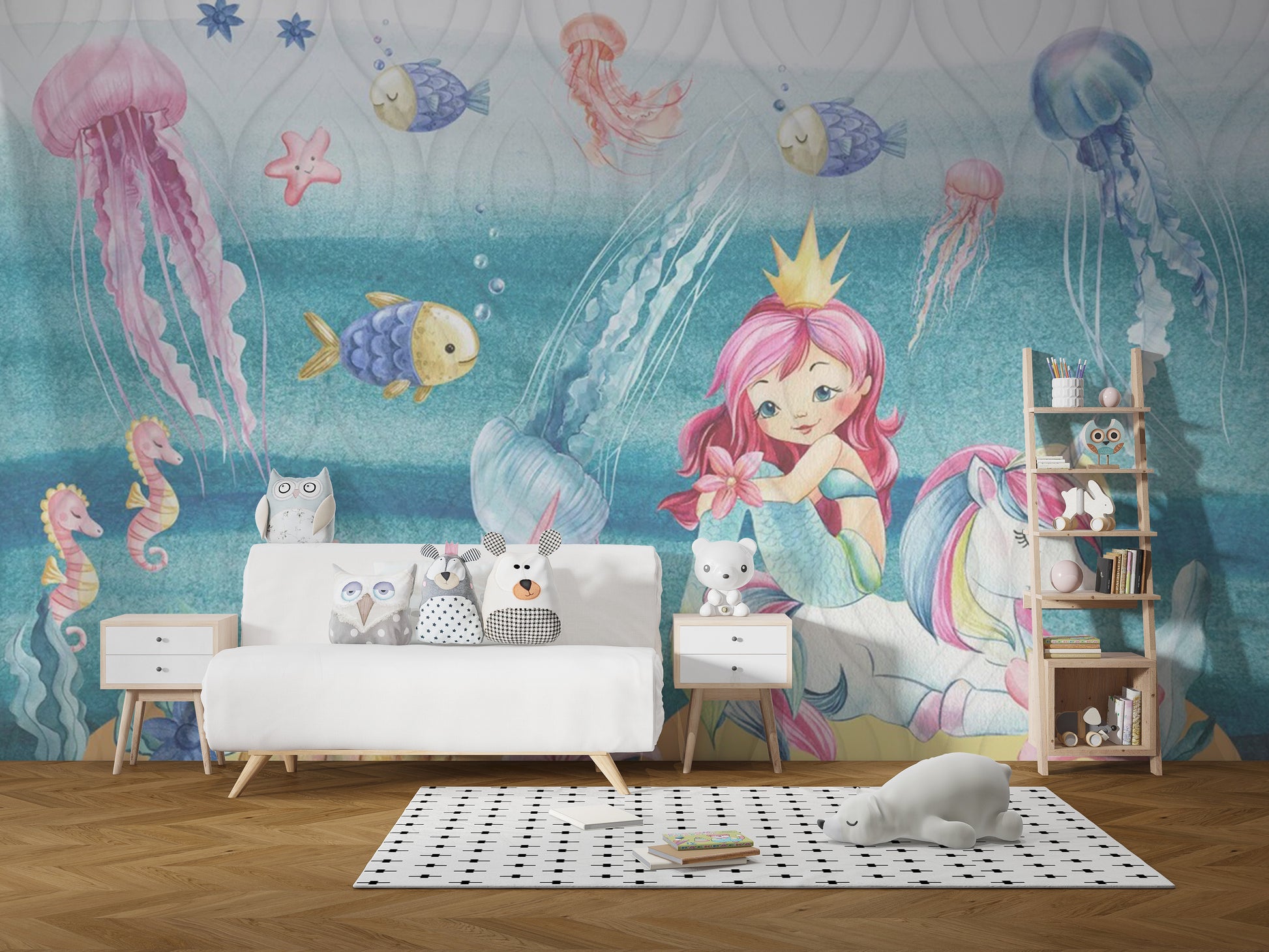 Magical sea life wallpaper for kids rooms
