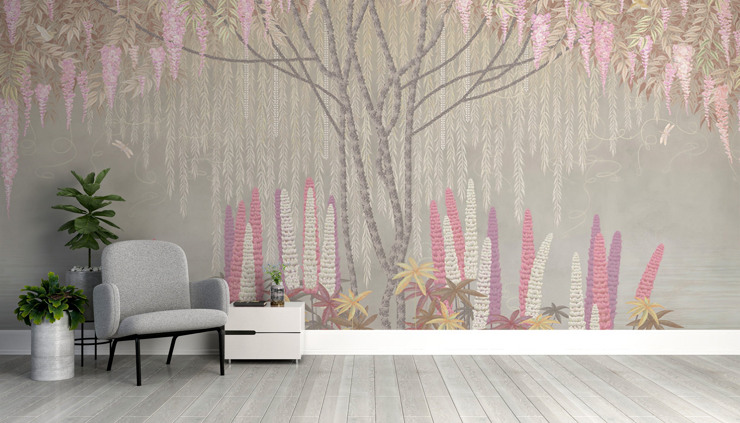 Wisteria historic hues wallpaper mural artwork