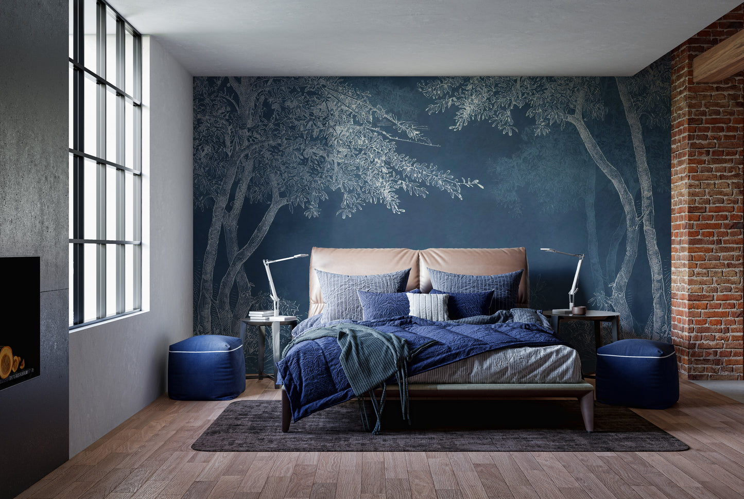 Serene Blue Woods Wall Mural
