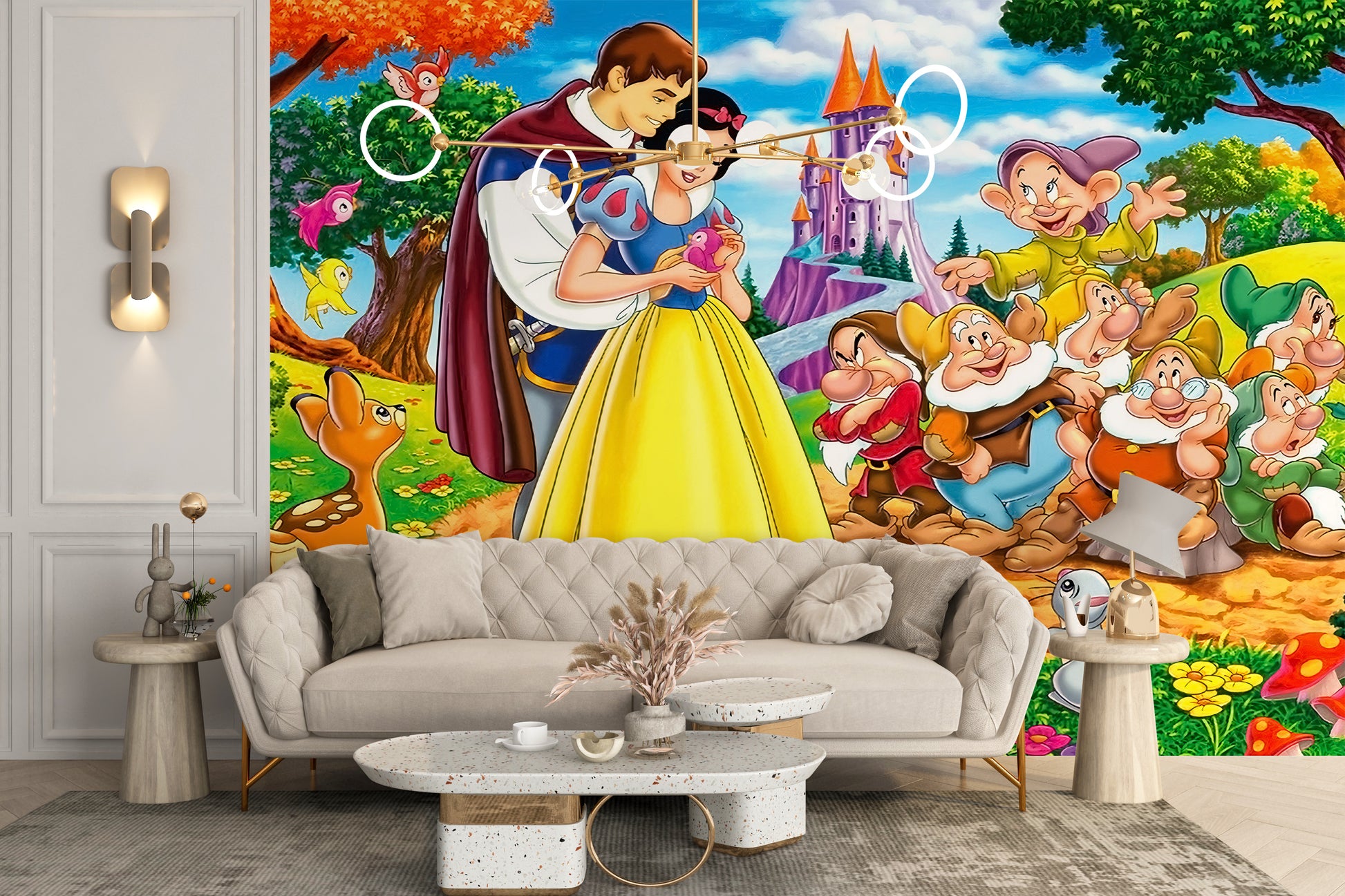 Beautiful Snow White saga mural for kids’ room decoration
